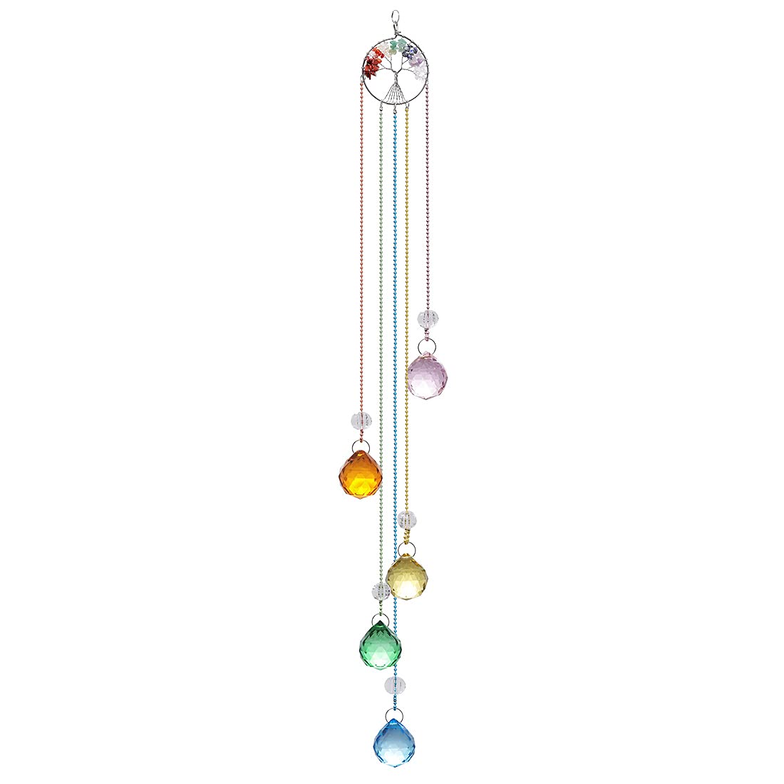 Rainbow Crystal Prism Ball Suncatcher - Tree of Life Hanging Ornament with Rainbow Maker for Windows, Home & Garden Decor - Creates Stunning Light Effects for Meditation Rooms, Nurseries and Outdoor Spaces