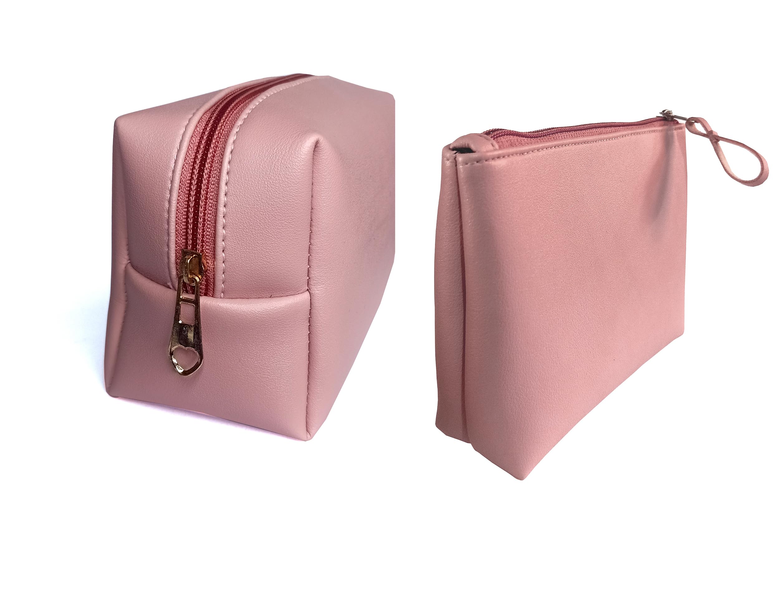Kartbrink Women's Cosmetic Pouch Set of 2 - Travel Makeup Bag & Toiletry Organizer for Accessories (Pink) | Perfect for Vacation, Gym, and Daily Essentials Storage