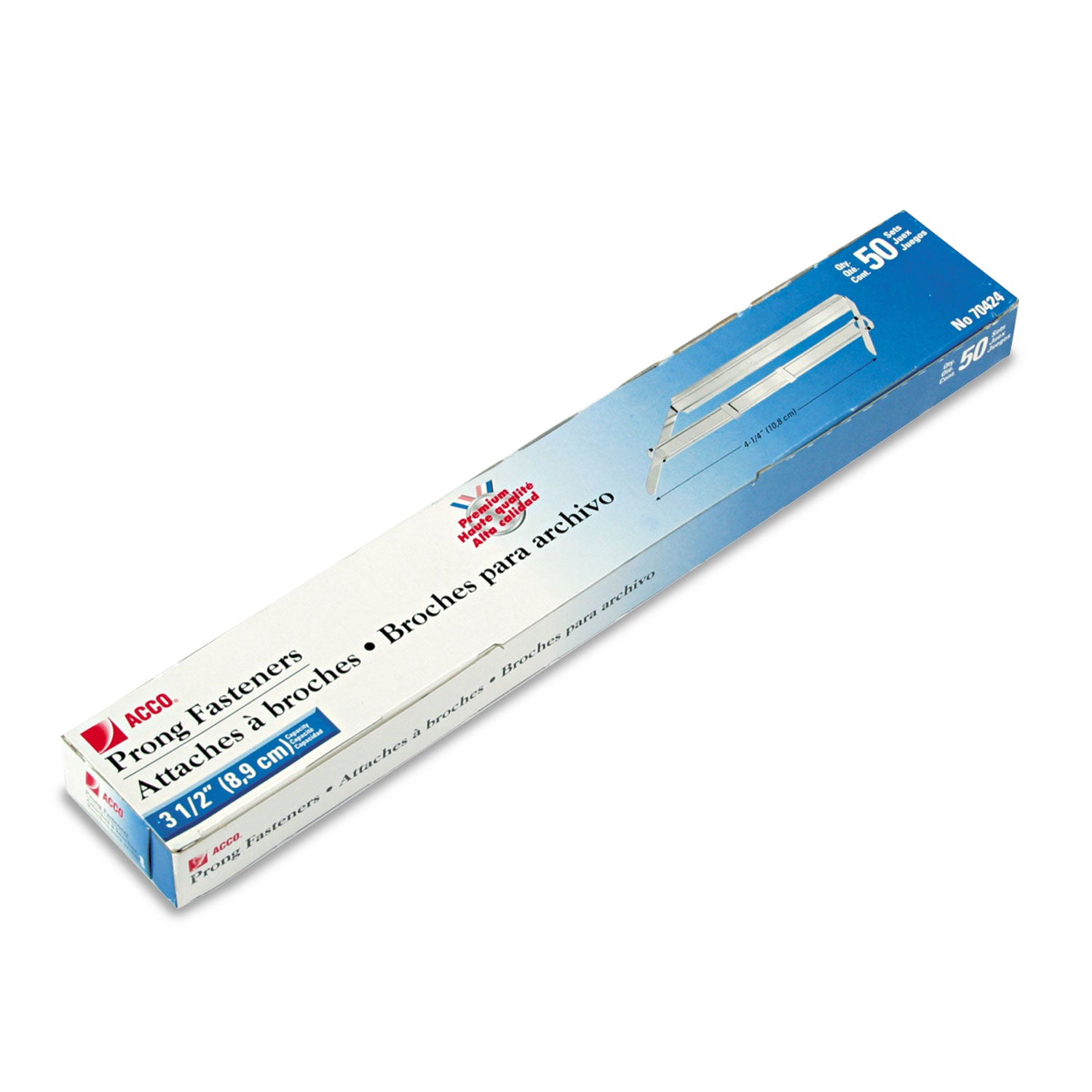 ACCO Premium Two-Piece Two-Prong Paper Fastener Set - 3.5