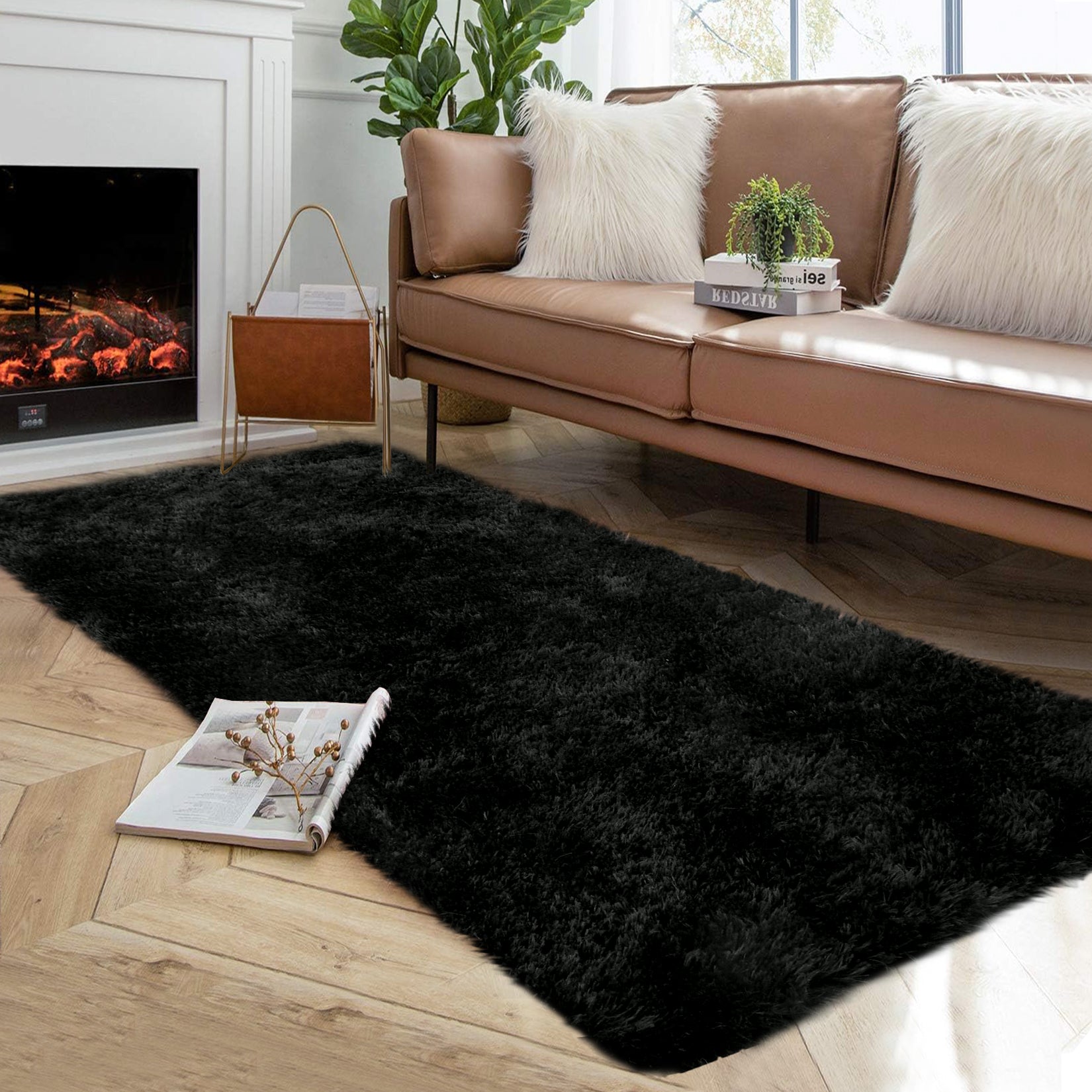 GARVEE 2x8 Runner Rugs - Soft Fuzzy Indoor Carpet for Living Room, Bedroom & Dining Room - Black Home Decor Floor Mat | Perfect for Hallways, Entryways & Cozy Spaces