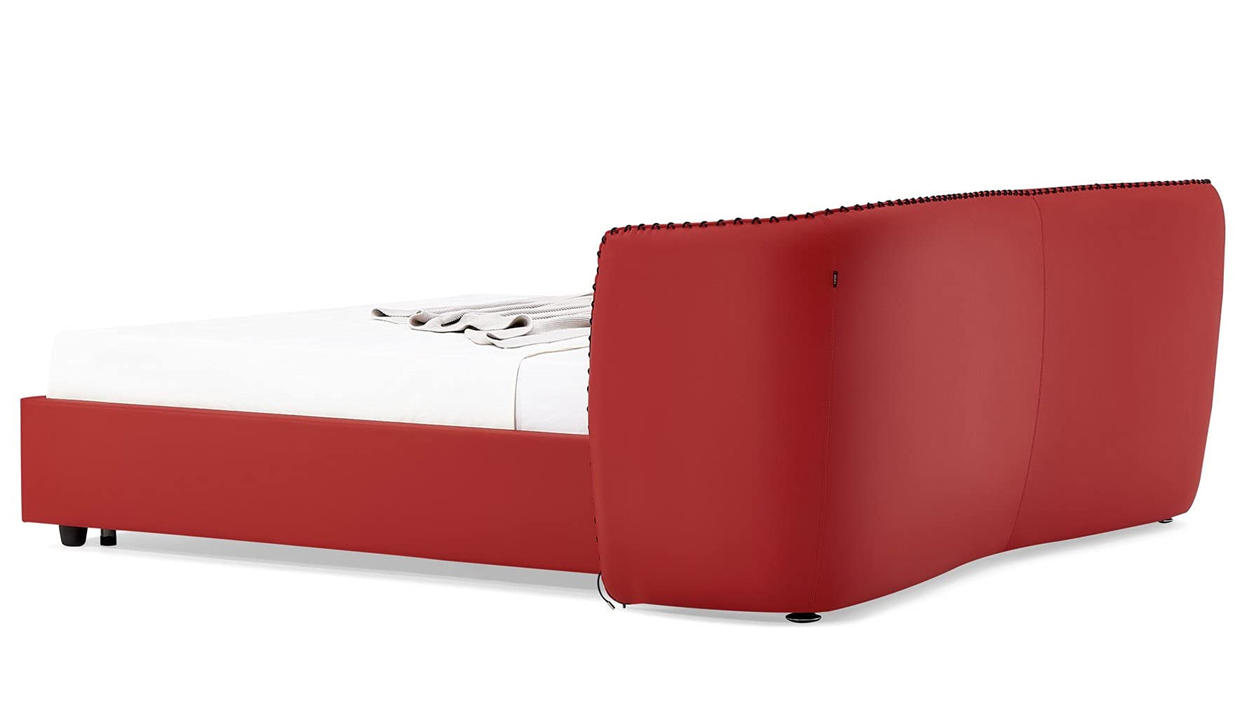Zuri Furniture Modern Vitali Red Microfiber Leather King Size Platform Bed Frame - Perfect for Master Bedroom, Guest Room & Contemporary Home Decor