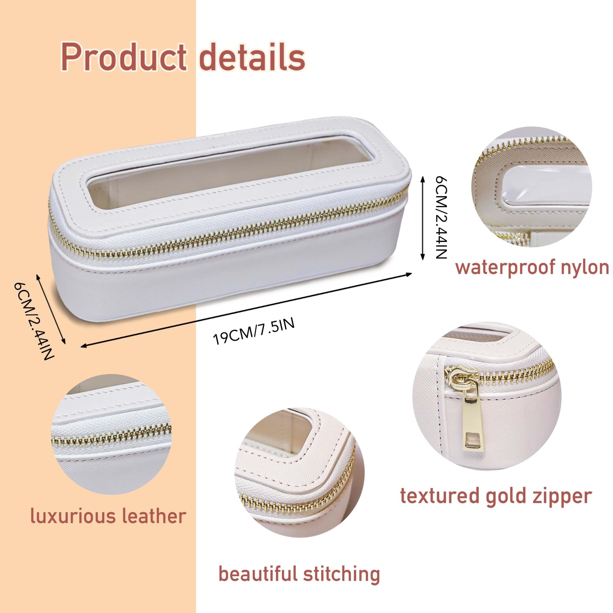 Waterproof Clear Travel Makeup Pouch with Zipper - Portable Cosmetic Brush Bag & Toiletry Organizer for Women (Brown 5168) | Perfect for Air Travel, Gym, Beach & Daily Essentials Storage