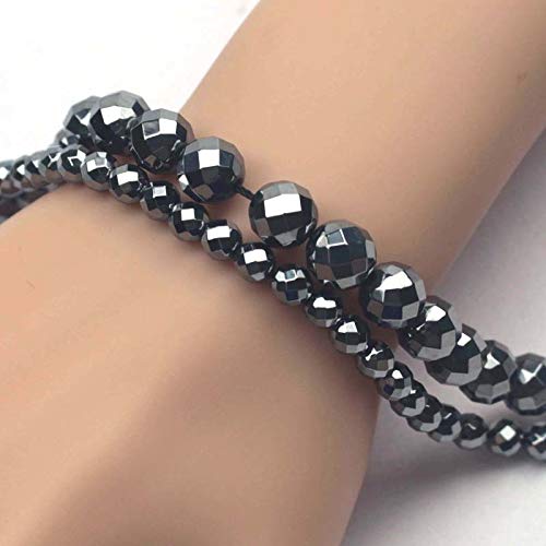 Natural Terahertz Energy Stone Beads - 10mm Round Faceted DIY Loose Beads for Bracelet Making (15