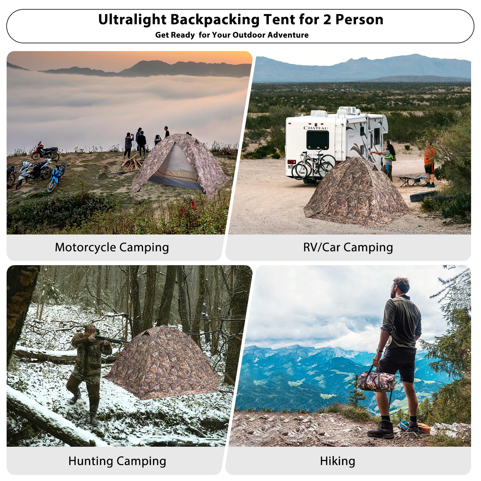 GEERTOP Ultralight 2 Person Backpacking Tent - 4 Season Waterproof Camping Tent with Double Layer for Cold Weather - Easy Setup for Family Camping, Hiking, Hunting & Mountaineering - Perfect for Outdoor Adventures and Travel