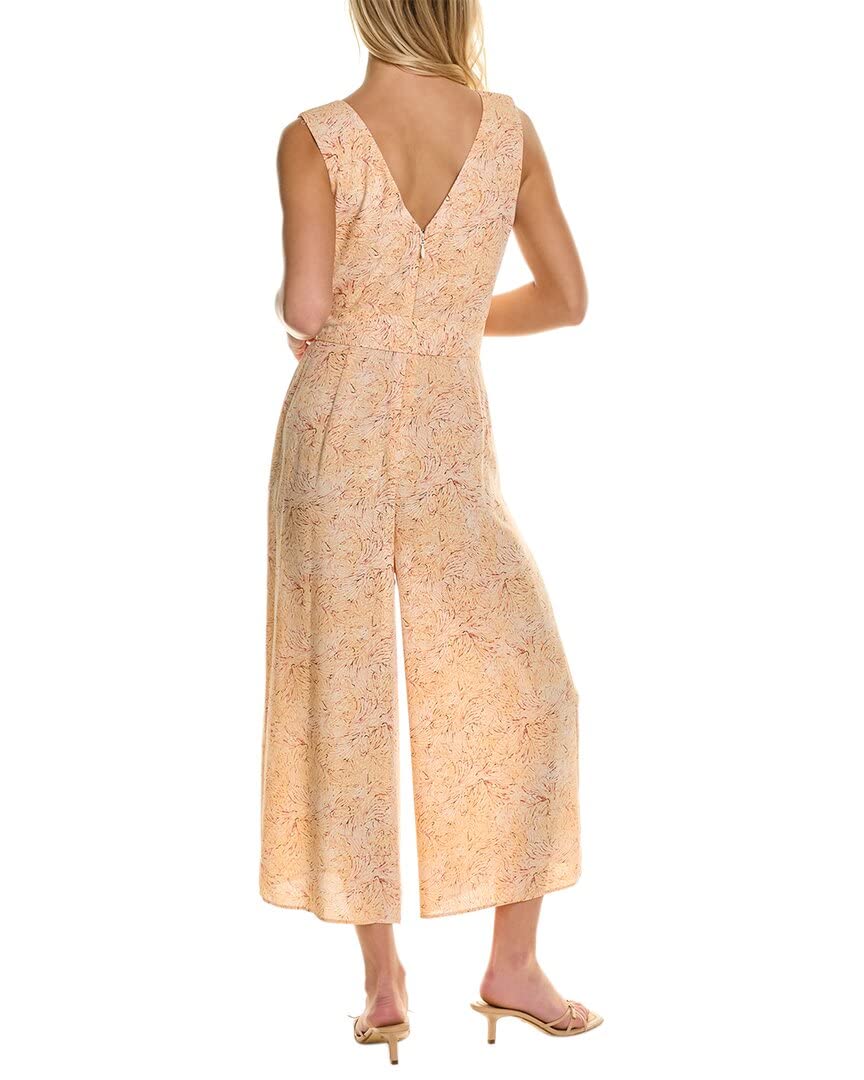 BCBGMAXAZRIA Women's Wide Leg V-Neck Tie Front Knot Fringe Jumpsuit - Stylish Casual & Party Outfit for Summer, Vacations & Evening Events