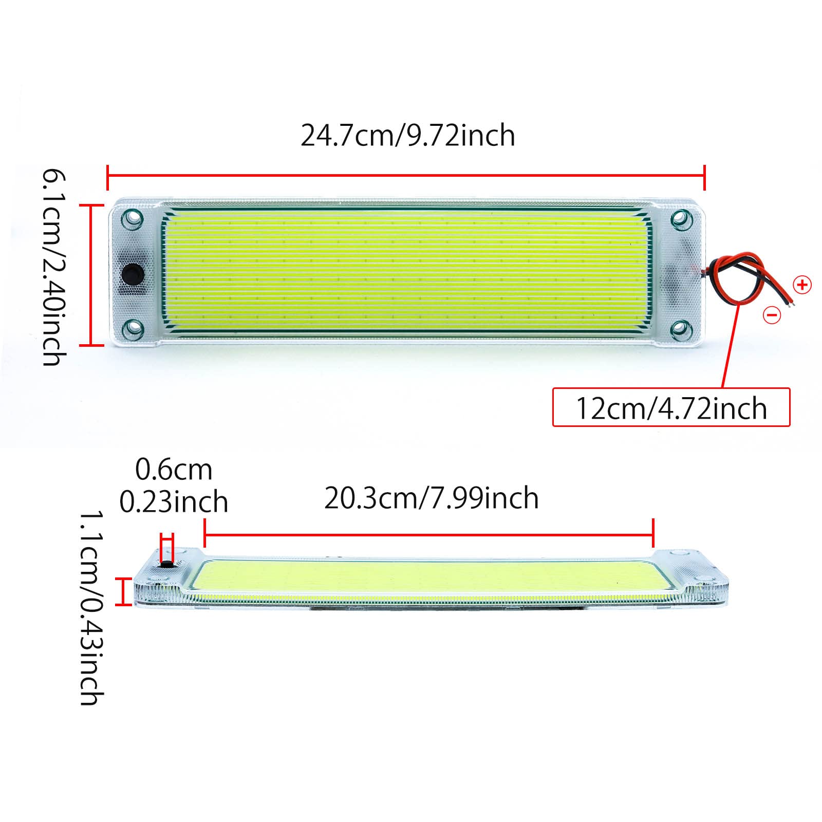 2PCS LED Interior Light Bar - 108 LED Universal Car Ceiling Roof Lights with On/Off Switch - White COB Lighting for Van, Truck, RV, Camper & Boat - Perfect for Night Driving & Interior Illumination
