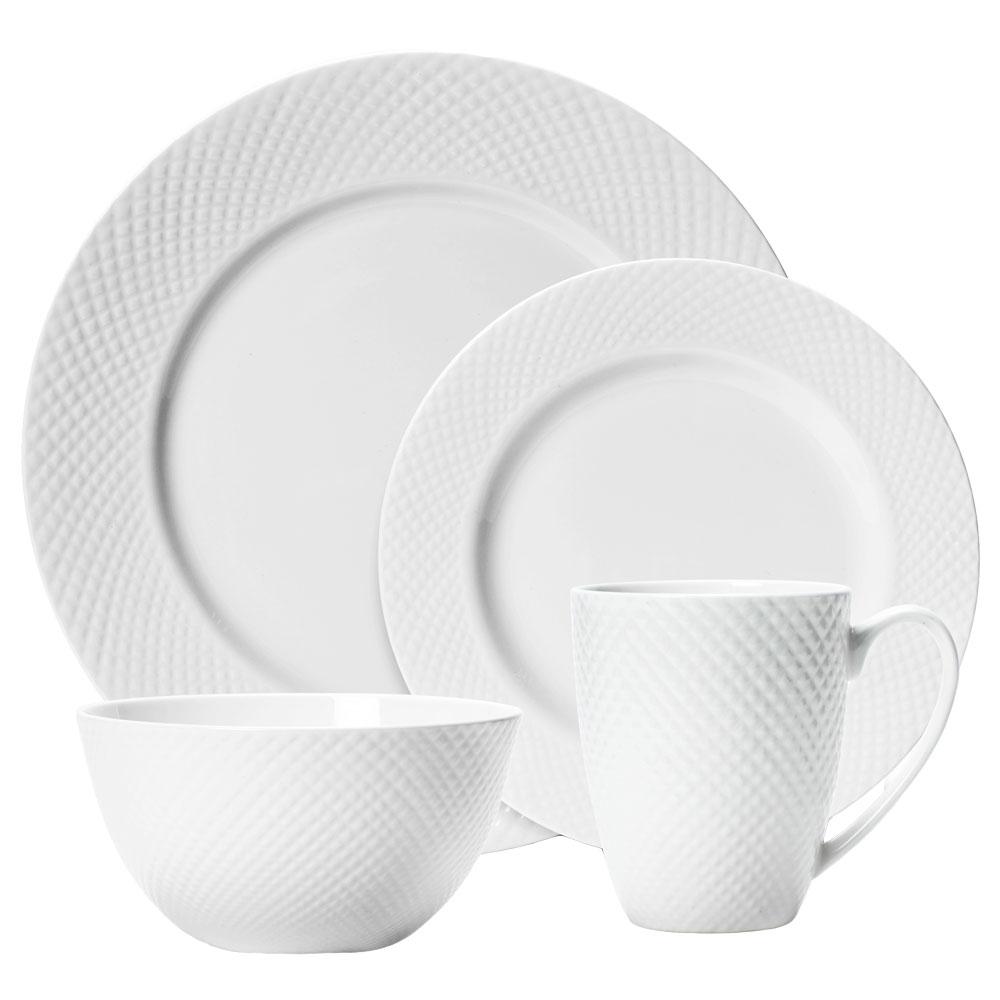 Premium 16-Piece Stanton Porcelain Dinnerware Set - Elegant White Ceramic Plates, Bowls & Mugs for Family Dining, Restaurant Use & Special Occasions