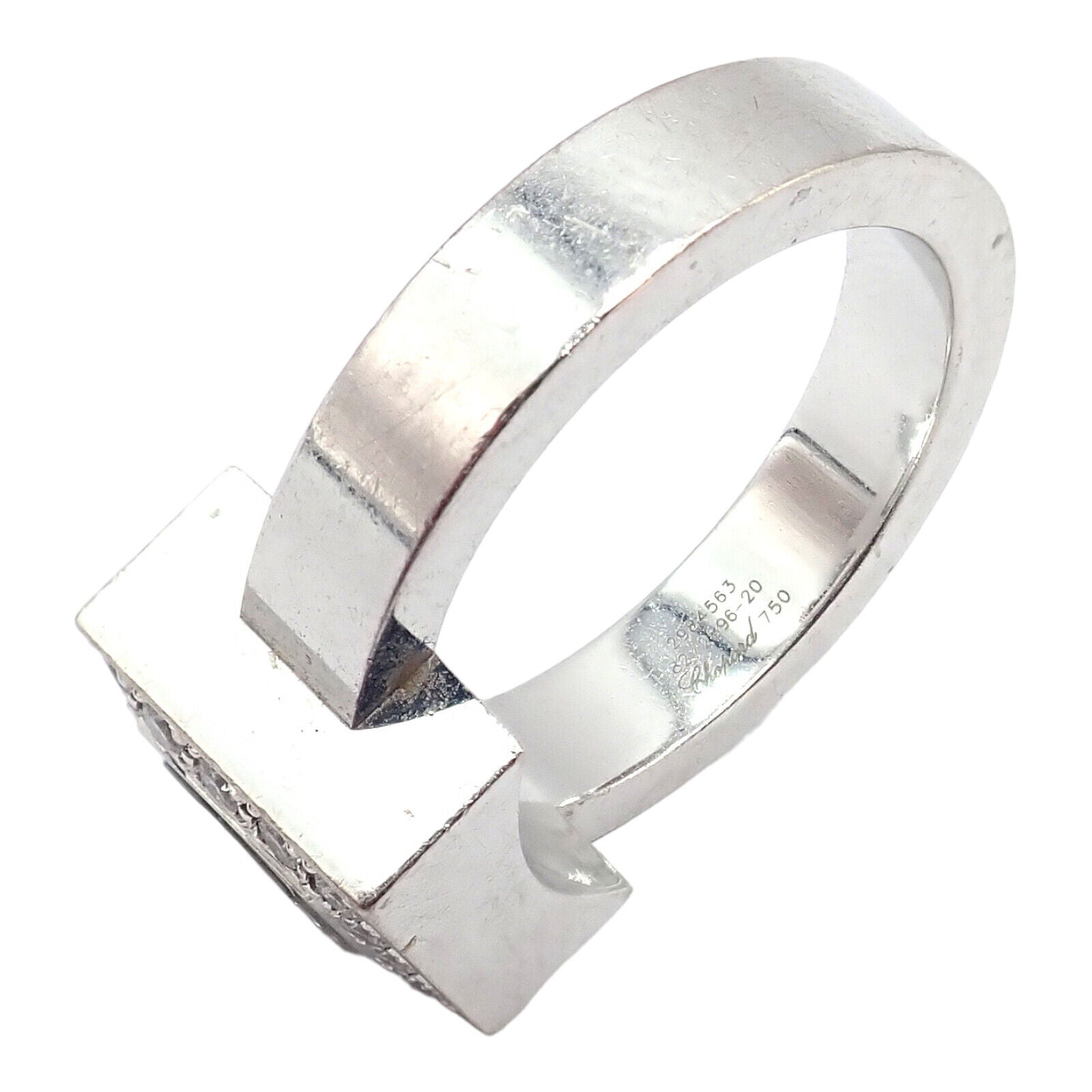 Authentic Chopard 18k White Gold Happy Diamond Ring Size 5.75 - Luxury Jewelry for Weddings, Anniversaries & Special Occasions