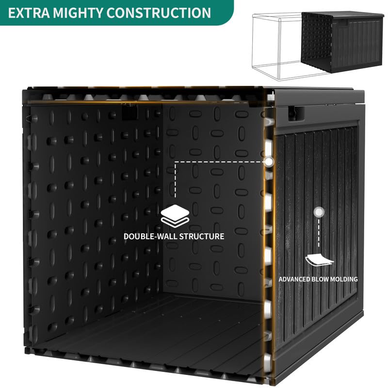**YITAHOME 90 Gallon Large Deck Box - Double-Wall Resin Outdoor Storage Container for Patio Furniture, Cushions, Pool Floats & Garden Tools - Lockable, Waterproof, Durable (Black) - Perfect for Backyard, Deck & Poolside Storage**