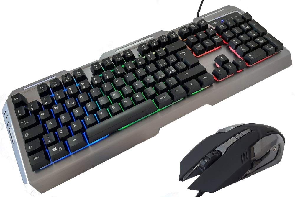 MYKA KM-G1 Gaming Keyboard and Mouse Combo - RGB Backlit Metal Keyboard, 3200DPI 6D Aluminum Mouse with 7 Color Options - Perfect for PC Gaming, Office Work, and Home Use