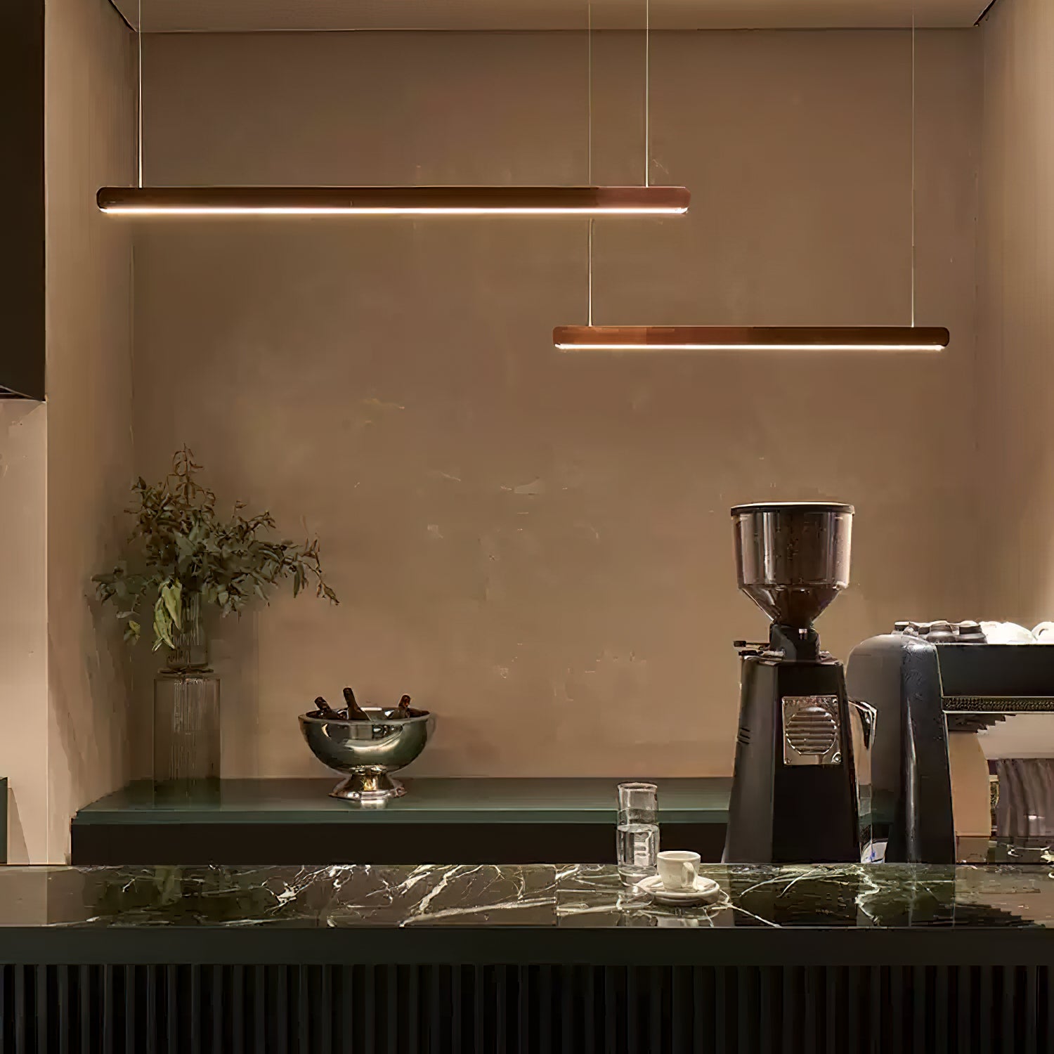 Modern Linear Pendant Light - Adjustable LED Hanging Lamp for Kitchen Island, Dining Room & Office - Sleek Minimalist Design with Warm/Cool Lighting Options