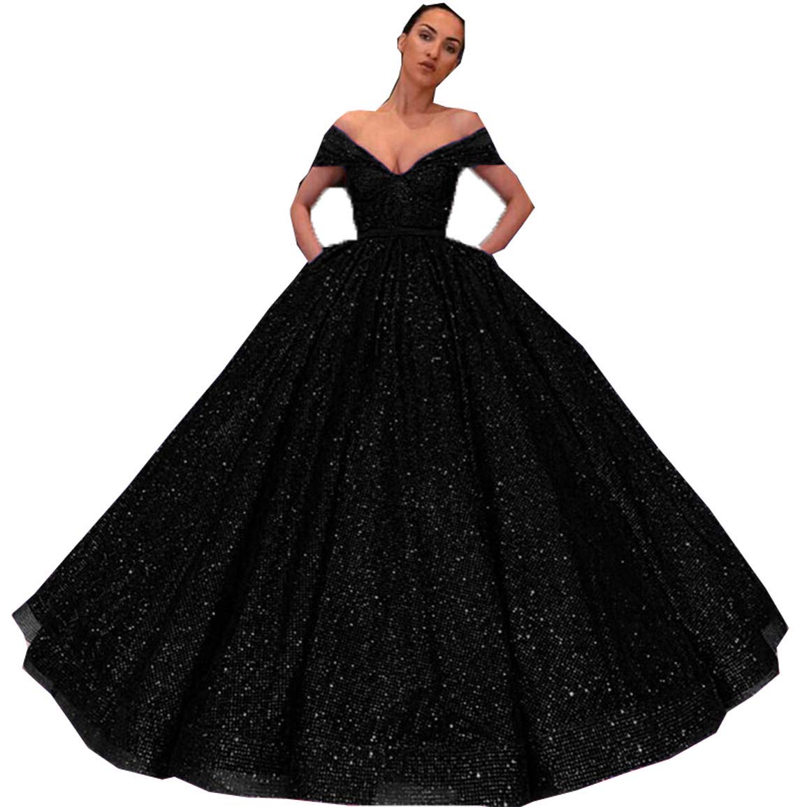BessDress Spaghetti Strap Sweet 16 Long Glitter Prom Dress - Sparkly Ball Gown for Homecoming & Formal Events | BD436 | Perfect for Prom Night, Quinceañera & Special Occasions