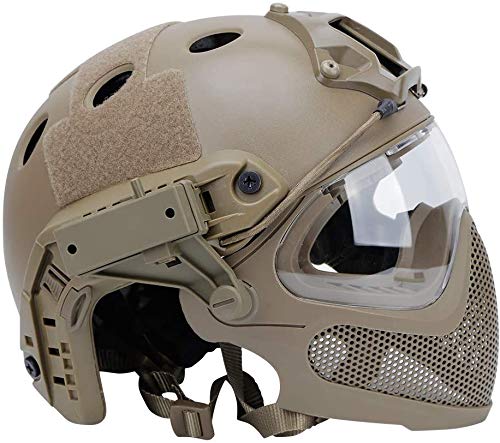 Tactical Airsoft Fast Helmet F22 - Full Face Protection with Detachable Mask & Goggles for Airsoft, Paintball, and Military Simulation Games | Lightweight & Adjustable Combat Helmet for Outdoor Sports & Training