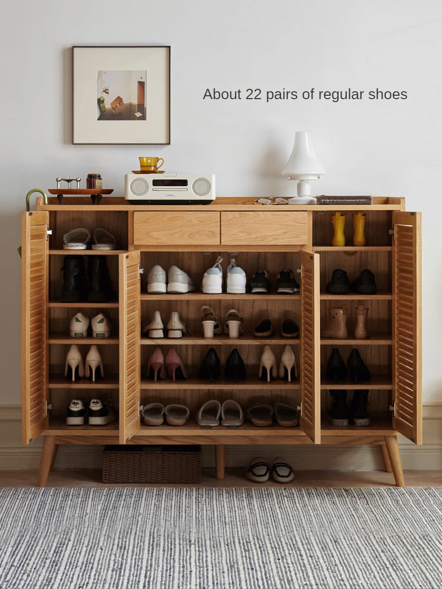 Solid Oak Wood Shoe Cabinet - Sturdy Entryway Storage Organizer for Shoes, Boots & Accessories | Perfect for Hallway, Closet & Mudroom Organization