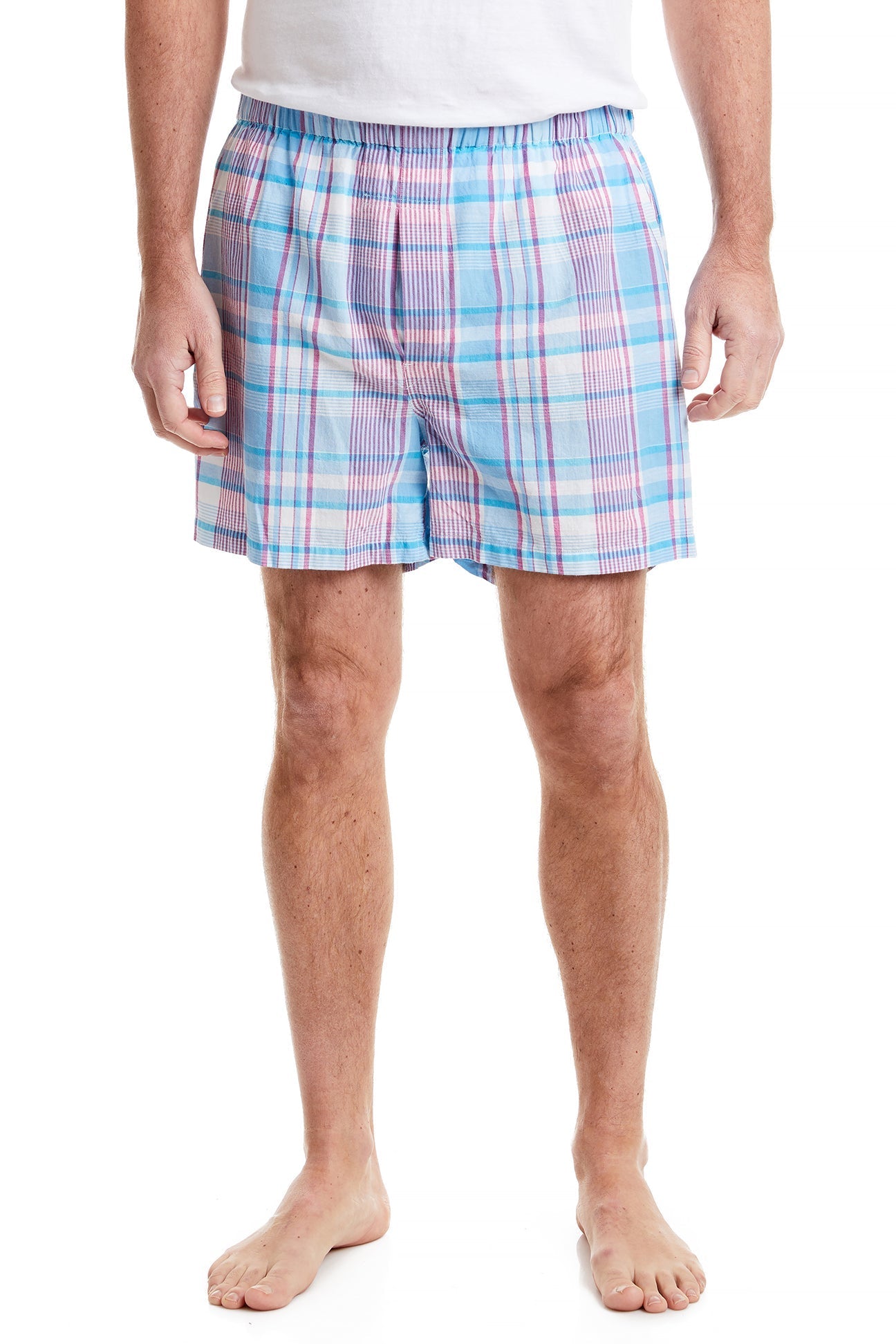 Barefoot Boxer Bimini Madras - Comfortable Men's Swim Trunks for Beach, Pool & Summer Vacation | Quick-Dry & Lightweight Swimwear
