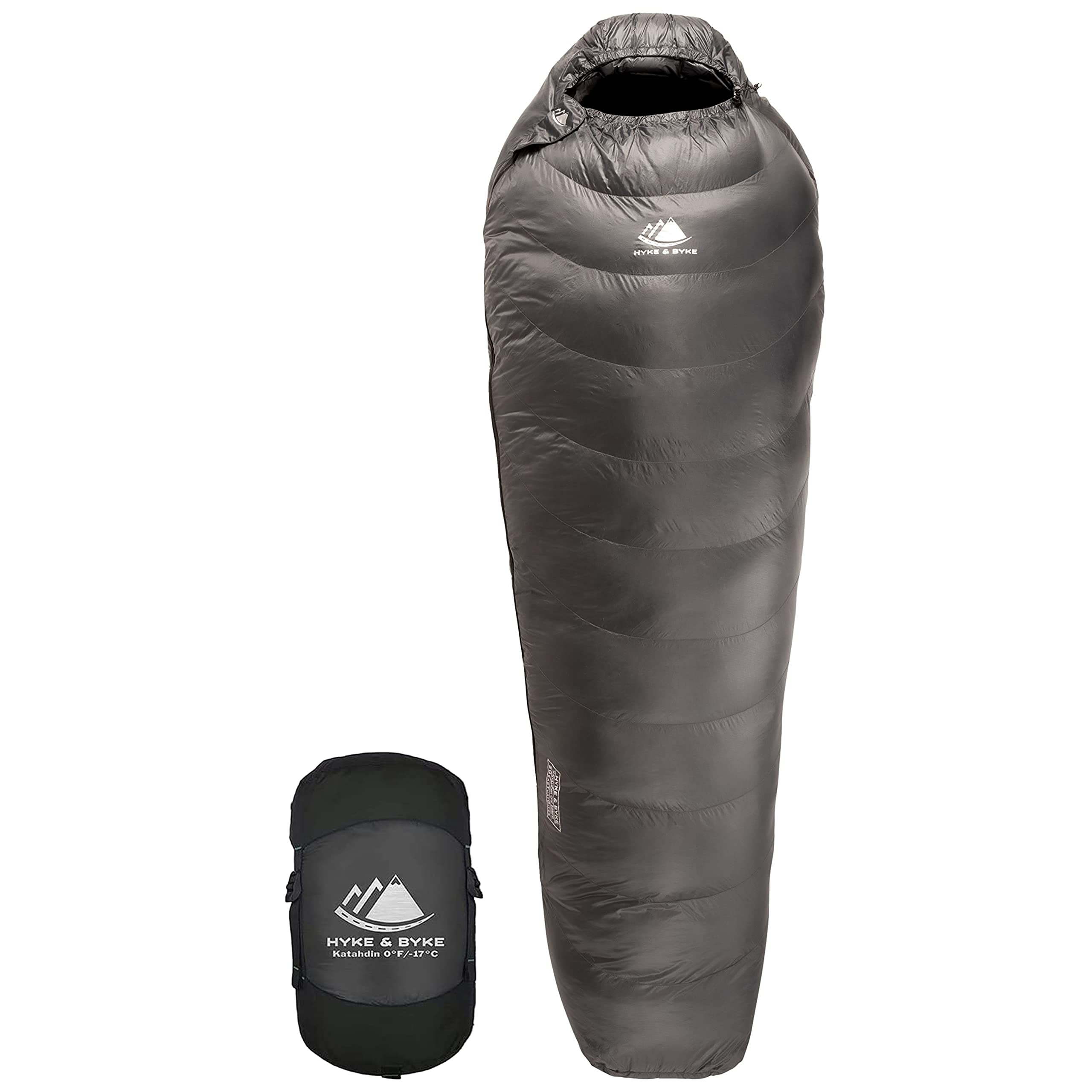 Hyke & Byke Katahdin 0°F Synthetic 625 FP Mummy Sleeping Bag - Ultralight 4 Season Hiking & Backpacking Sleeping Bag for Adults - Includes Compression Stuff Sack - Perfect for Winter Camping, Mountaineering & Outdoor Adventures