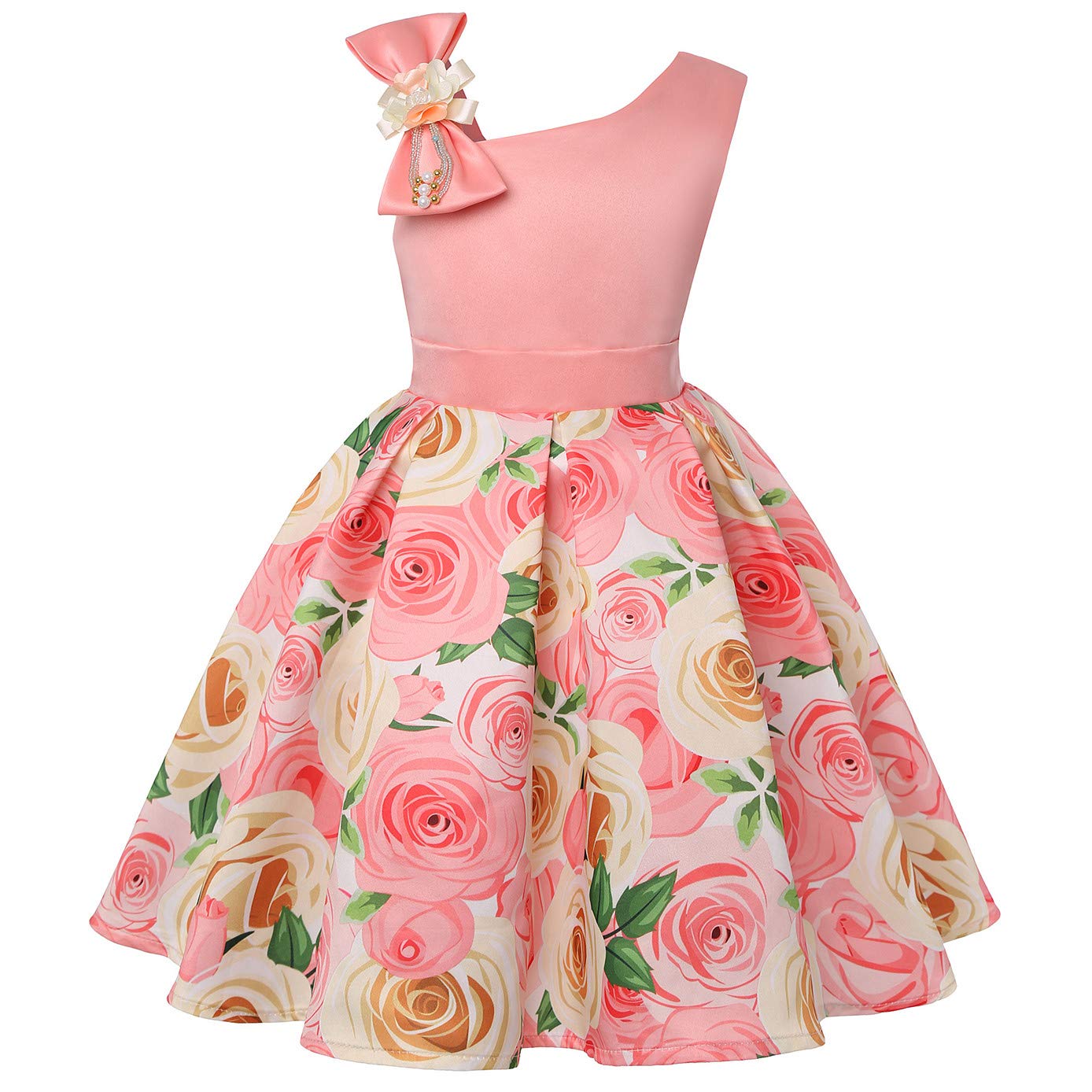 2-9T Floral Flower Girls Dresses for Toddlers - Striped Pageant Dress for Weddings, Parties & Special Occasions