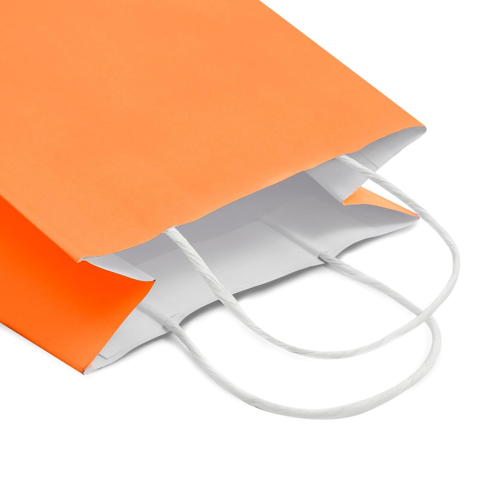 BLUE PANDA 25-Pack Orange Gift Bags with Handles - Medium Size 8x3.9x10 Inch Kraft Paper Bags for Birthday Party Favors, Wedding Favors, Retail Packaging & Holiday Gifts - Perfect for Candy, Small Toys & Party Supplies
