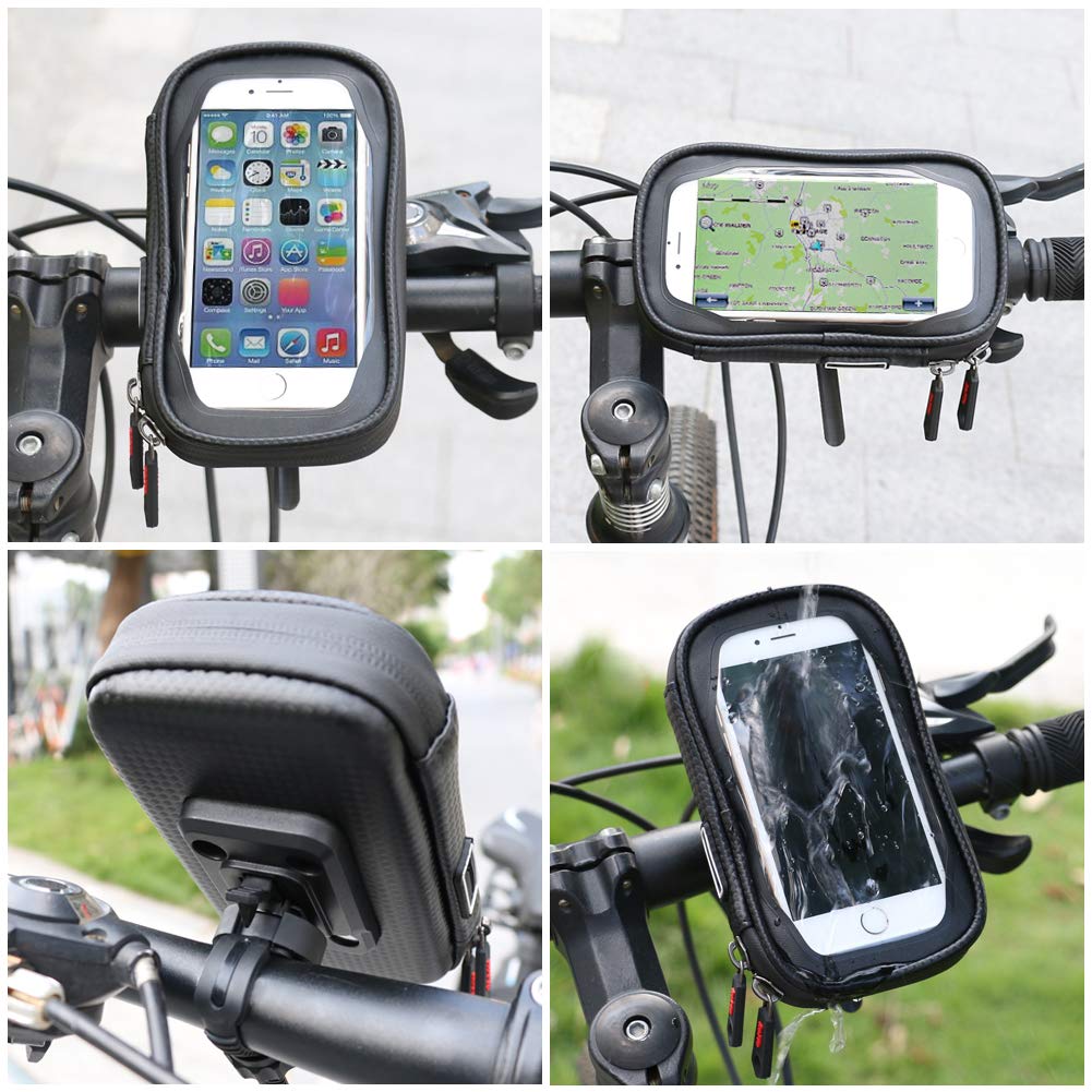 ROTTO Bike Phone Mount - Adjustable 360° Rotating Bicycle Cell Phone Holder, Anti-Shake Waterproof Handlebar Bag for Cycling, Hiking & Outdoor Sports (3 Sizes)