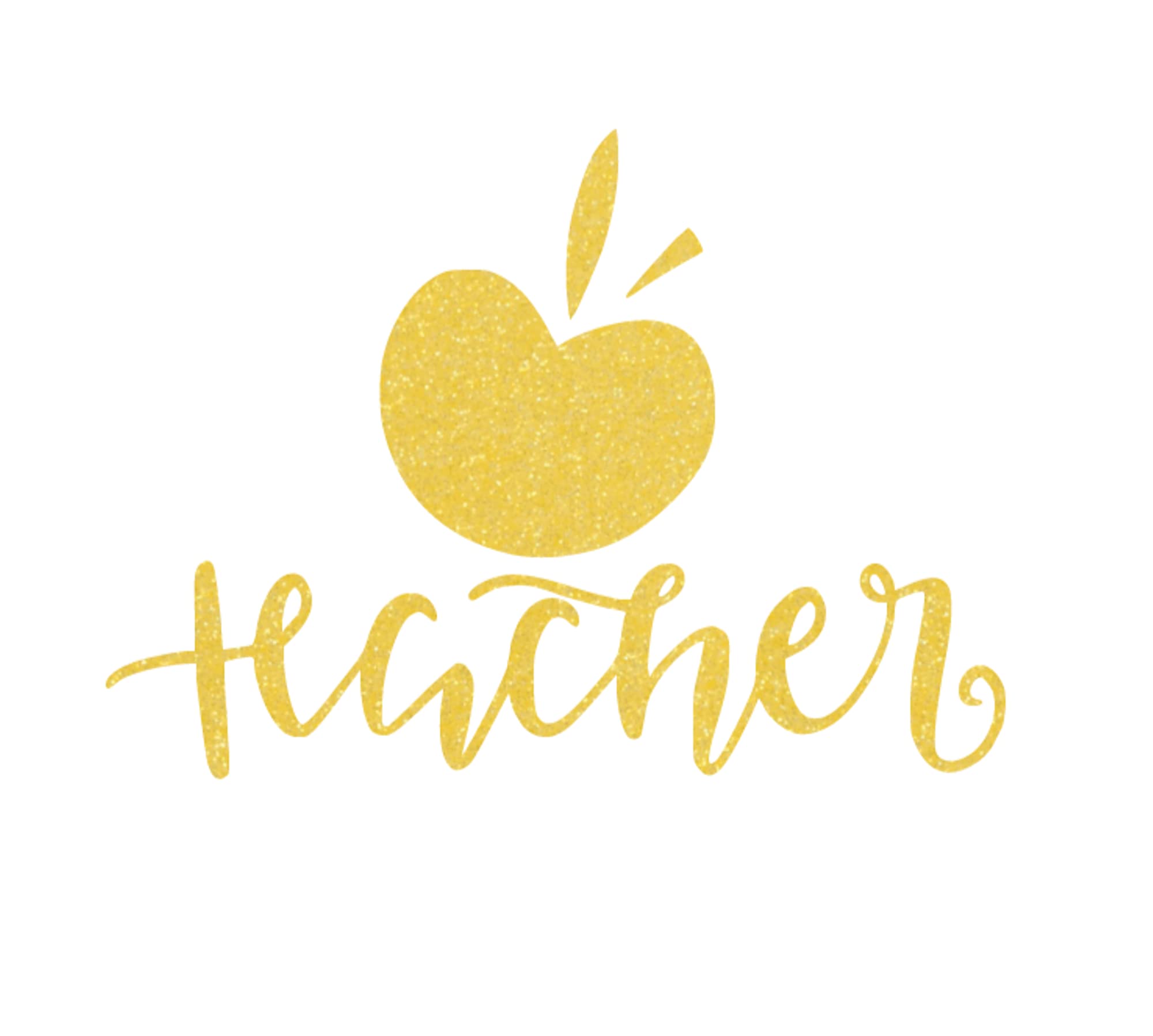 DIY Iron On Decal for Teachers - Apple Themed School Teacher Gift, Customizable Size & Color (Sugar Lemon Glitter) - Perfect for Shirts, Tote Bags & Classroom Gifts