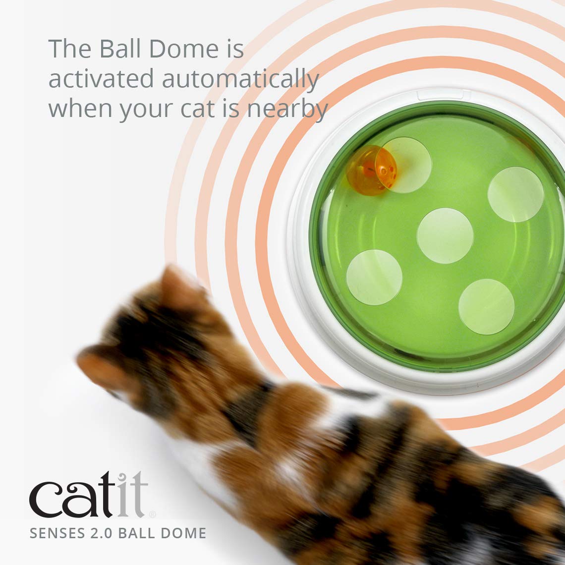 Catit Senses 2.0 Ball Dome Interactive Cat Toy - Motion-Activated Cat Play Toy with 2 Play Modes, No Batteries Included - Fun Exercise & Mental Stimulation for Indoor Cats