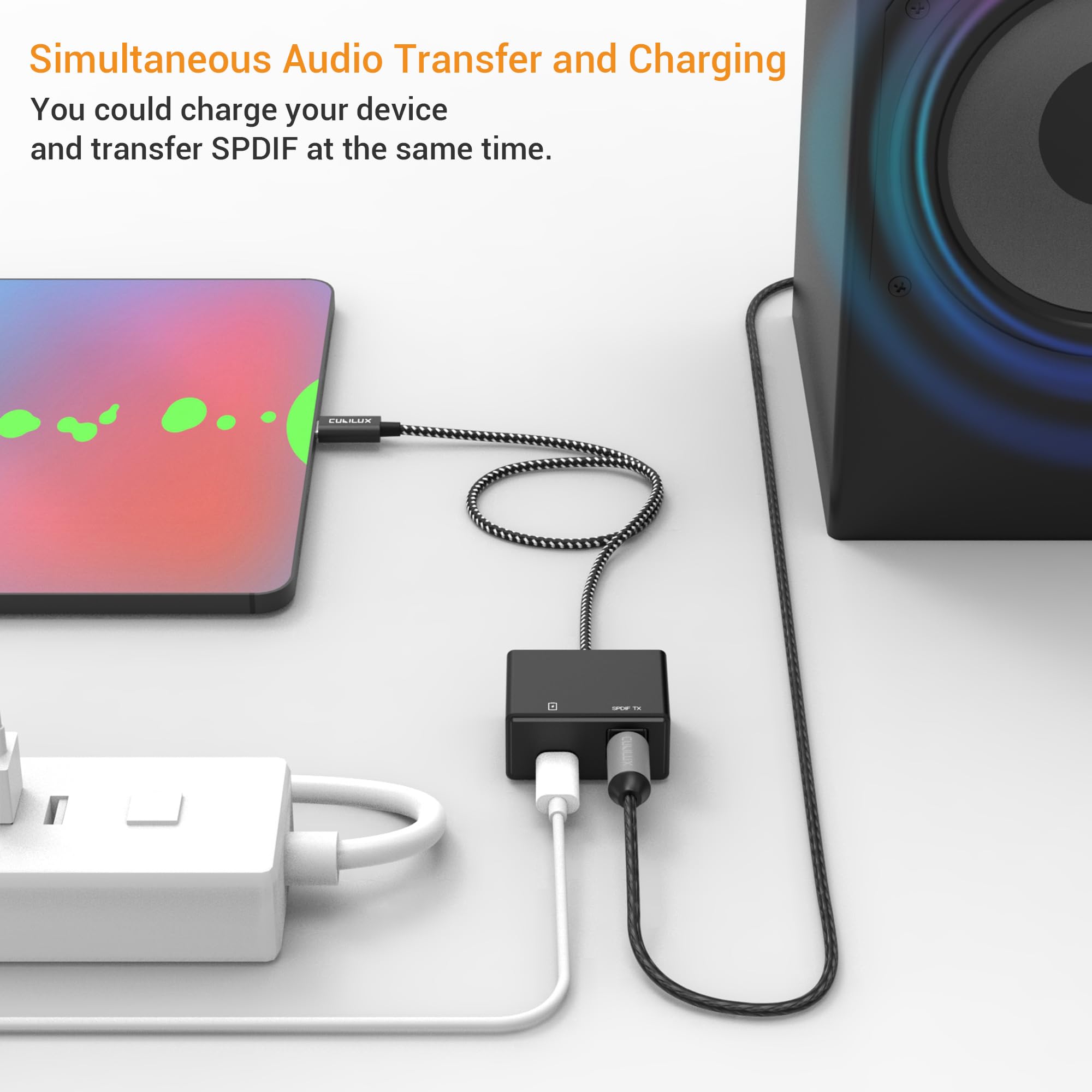 Cubilux USB C to SPDIF Adapter with PD Charging | USB Type C to Toslink Optical Audio Converter | 192KHz/24bit High Resolution | Compatible with Thunderbolt 4/3, Chromecast Gen 3, iPad 10/Pro | Perfect for Home Theater, Gaming & Professional Audio Setups