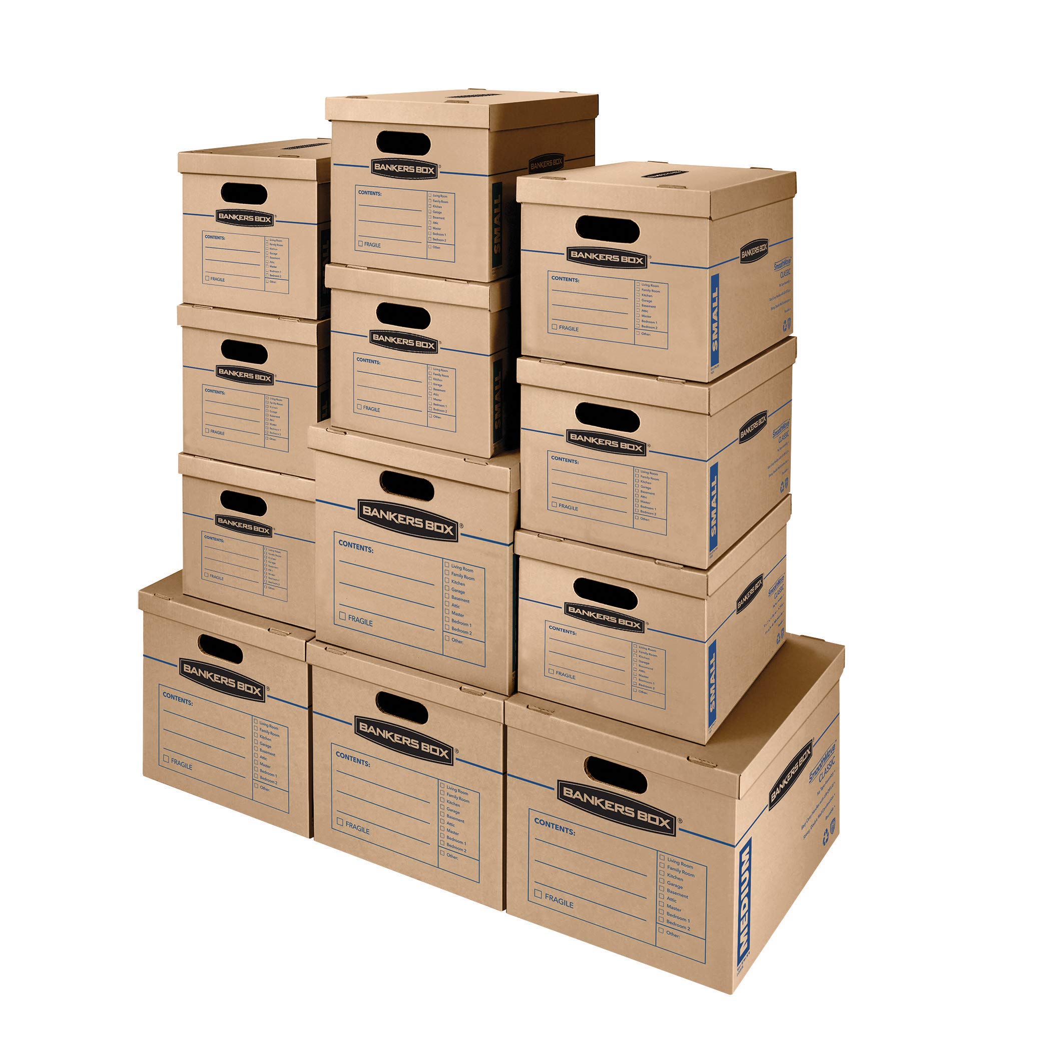 Bankers Box SmoothMove Classic Tape-Free Moving and Storage Boxes with Lids & Easy Carry Handles - Perfect for Home, Office, and Moving Organization