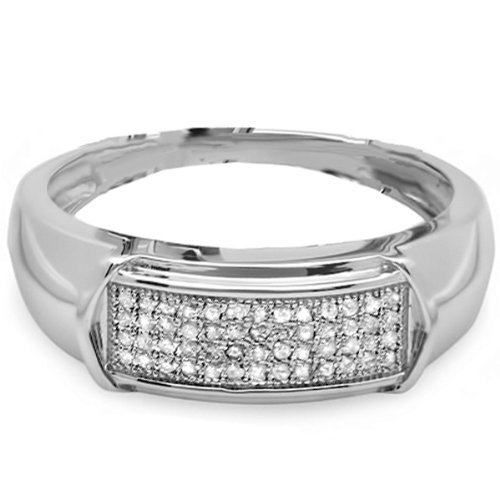 0.25 Carat (CTW) Micro Pave Round Diamond Men's Wedding Band Ring in Sterling Silver - Elegant & Durable for Weddings, Anniversaries & Special Occasions - Dazzlingrock Collection