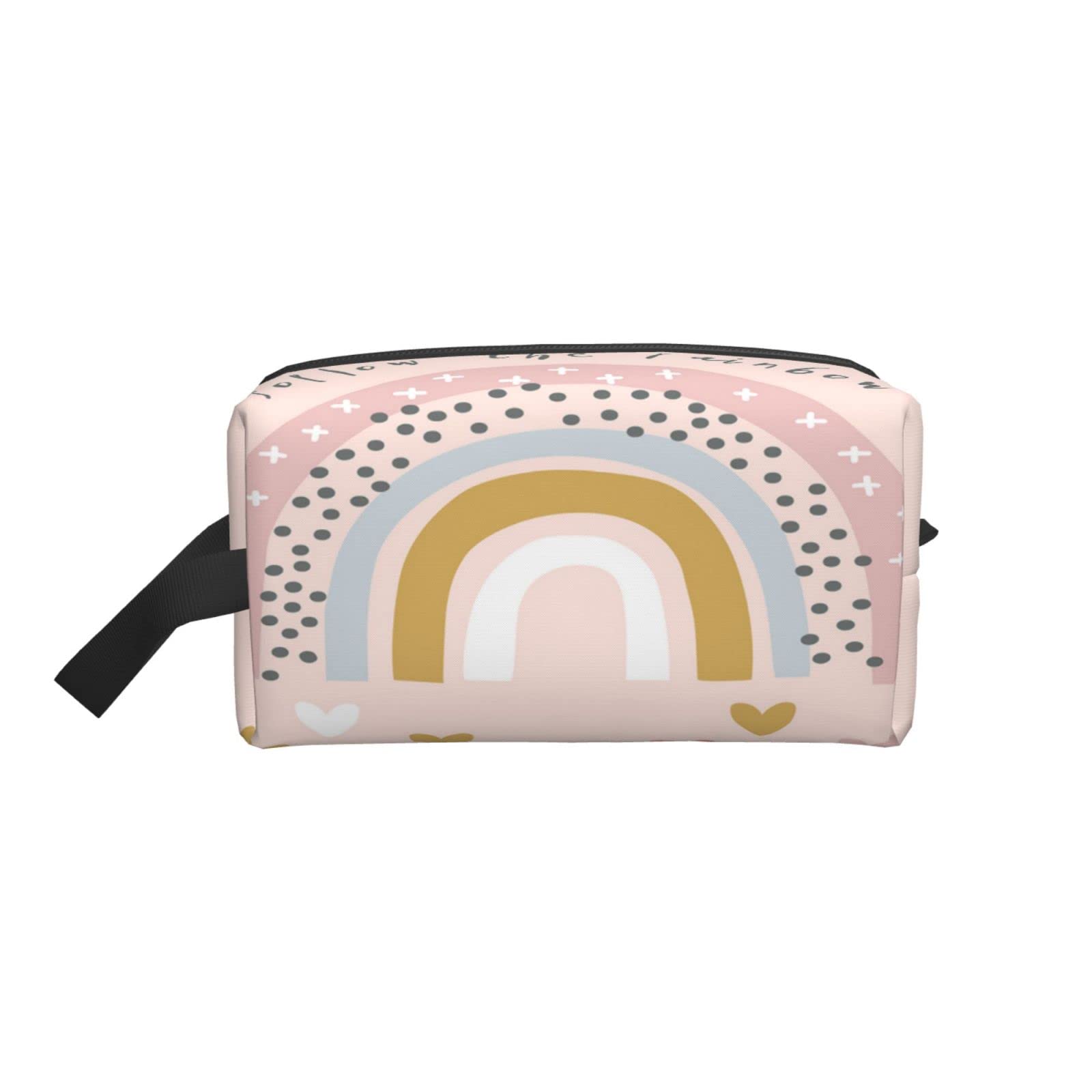 Rainbow Toiletry Bag Travel Cosmetic Organizer - Vintage Pink Makeup Pouch for Women & Men, Perfect Gift for Travel & Daily Use