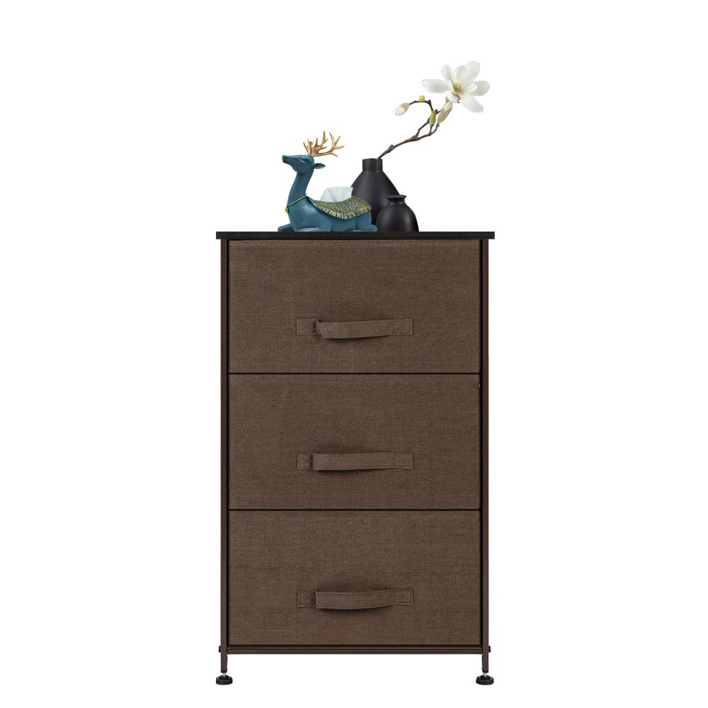 3-Tier Fabric Dresser Drawer Organizer - Foldable Storage Cabinet for Bedroom, Closet, Nursery & Dorm - Multi-Purpose Side Table & Nightstand (Brown) | Perfect for Small Spaces, Home Organization & Clothes Storage