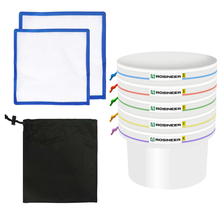 Premium Rosineer Ice Bubble Hash Extraction Filter Bags Set - 5 Gallon 220 Micron Mesh for Cannabis Concentrate Making - Perfect for Home DIY Hash, Rosin & Bubble Hash Production