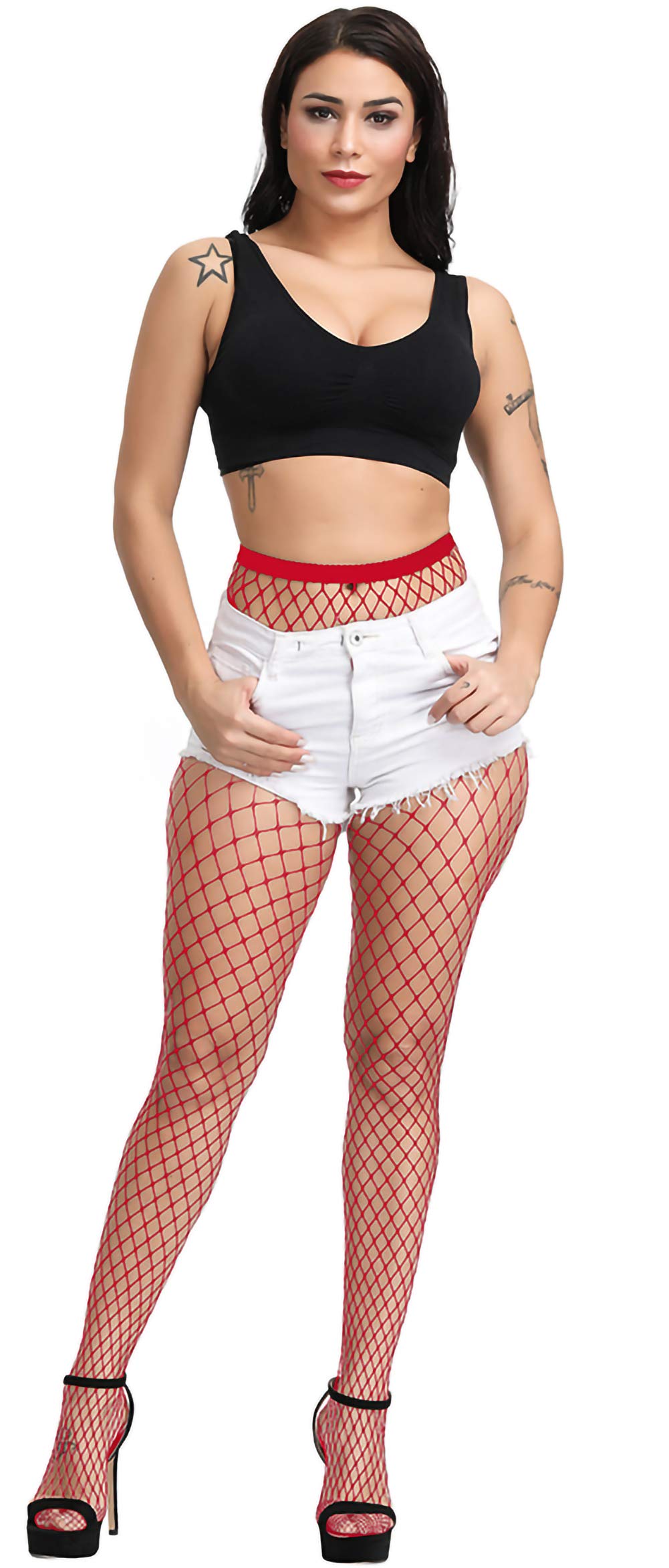 Sexy High Waisted Fishnet Stockings for Women - Stretchy Pantyhose with Comfortable Fit - Perfect for Halloween, Cosplay, and Night Out Parties