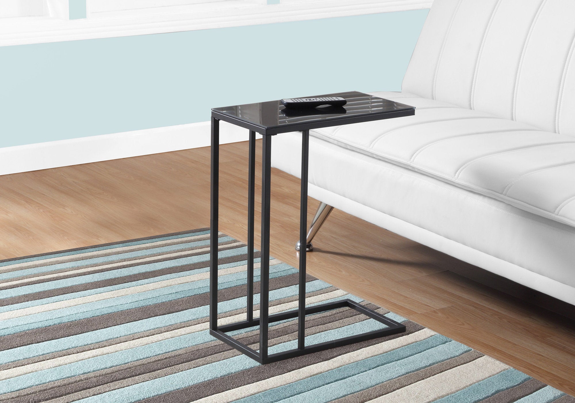 Modern Black Metal & Glass Accent Table - Stylish Side Table for Living Room, Bedroom, or Office Décor