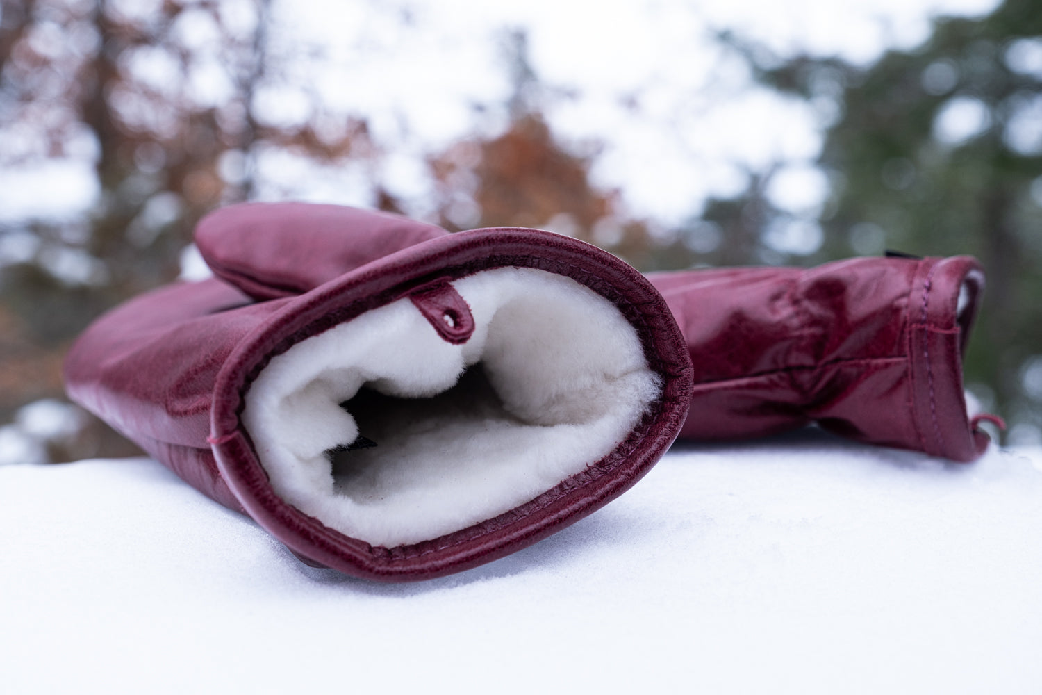 Women's Warm Sheepskin Lined Leather Mittens - Winter Gloves for Cold Weather, Outdoor Activities & Snow Sports