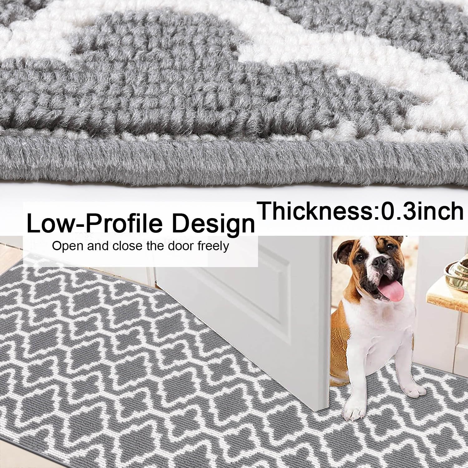 SHACOS 80x120cm Non-Slip Dirt Trapper Door Mat - Absorbent Machine Washable Indoor/Outdoor Entrance Rug for Front Door, Kitchen, Entryway & Garden - Perfect for Muddy Shoes, Pet Paws & Wet Weather (Grey)