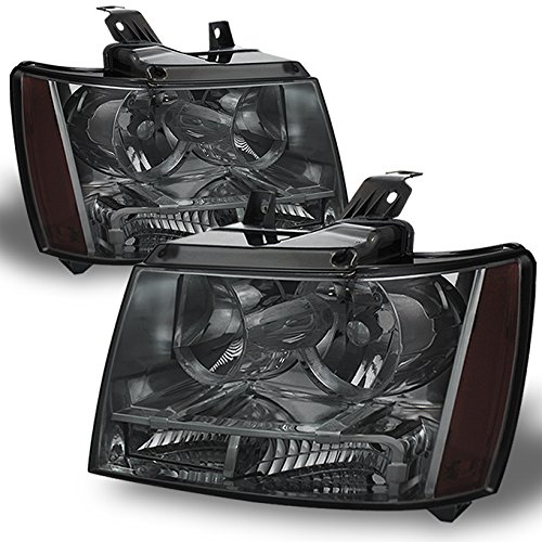 AKKON Crystal Smoked Lens Headlights + LED Tail Brake Lights for 2007-2014 Chevy Suburban 1500 2500 & Tahoe - Upgrade Your Ride with Stylish Lighting for Night Driving and Enhanced Visibility
