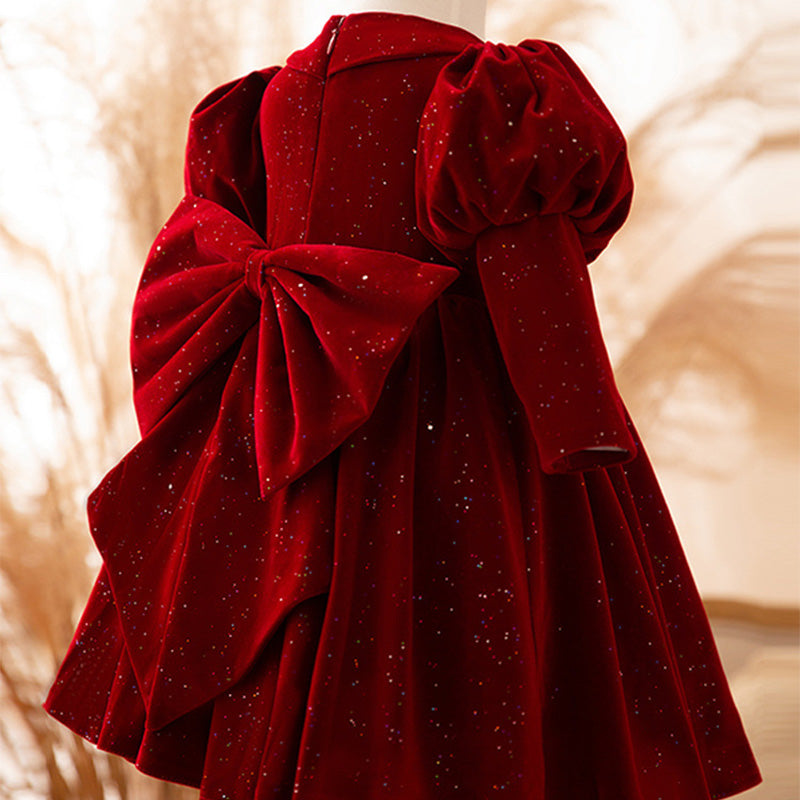 Baby Girl Red Birthday Princess Dress for Cake Smash & 1st Birthday Party - Elegant Tutu Outfit for Photoshoots & Special Occasions