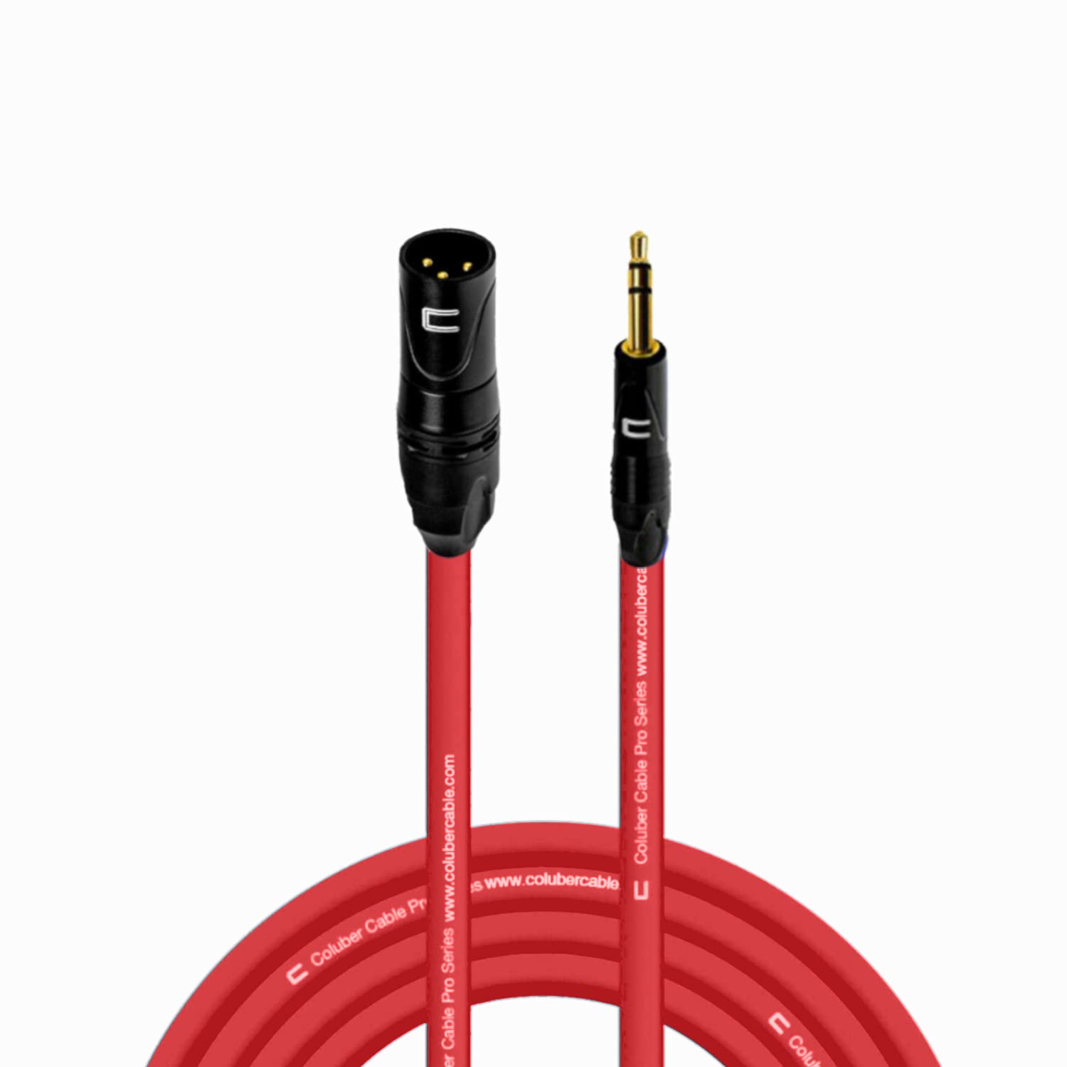Premium Balanced XLR Male to 3.5mm TRS Cable - 30ft Red Professional Audio Cord with 3-Pin Connector for Microphones, Powered Speakers, Mixers & Audio Interfaces - Ideal for Live Performances, Studio Recording & Home Theater Systems