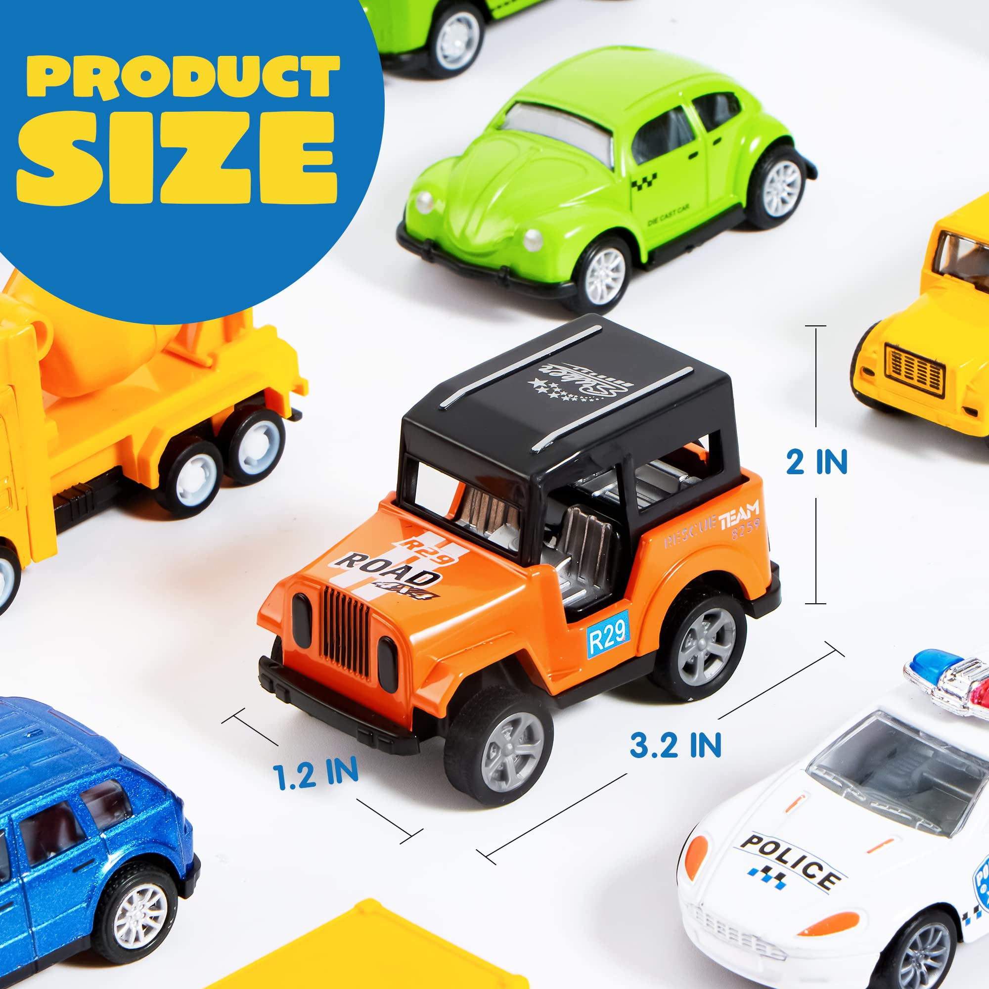 JOYIN 20PCS Die Cast Pull Back Cars - Metal Toy Vehicle Set for Toddlers & Kids | Bulk Race Cars for Birthday Party Favors, Easter Stocking Stuffers & Cake Decorations | Fun Gift for Boys & Girls | Great for Playtime, Collecting & Pretend Racing Games