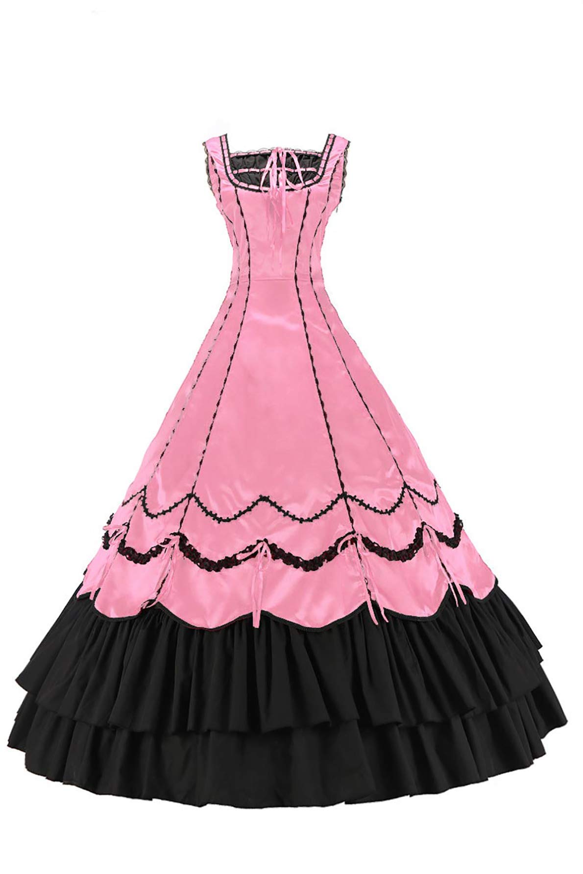 Elegant Civil War Gothic Southern Belle Satin Evening Dress - Sleefless Vintage Gown for Historical Reenactments & Themed Parties