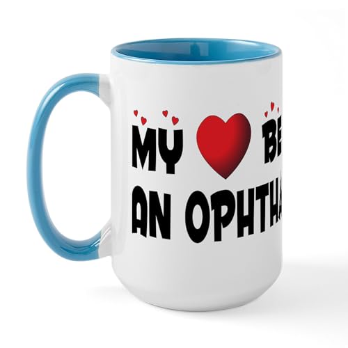 White/Blue Inside - Belongs To An Ophthalmologist Large Mug