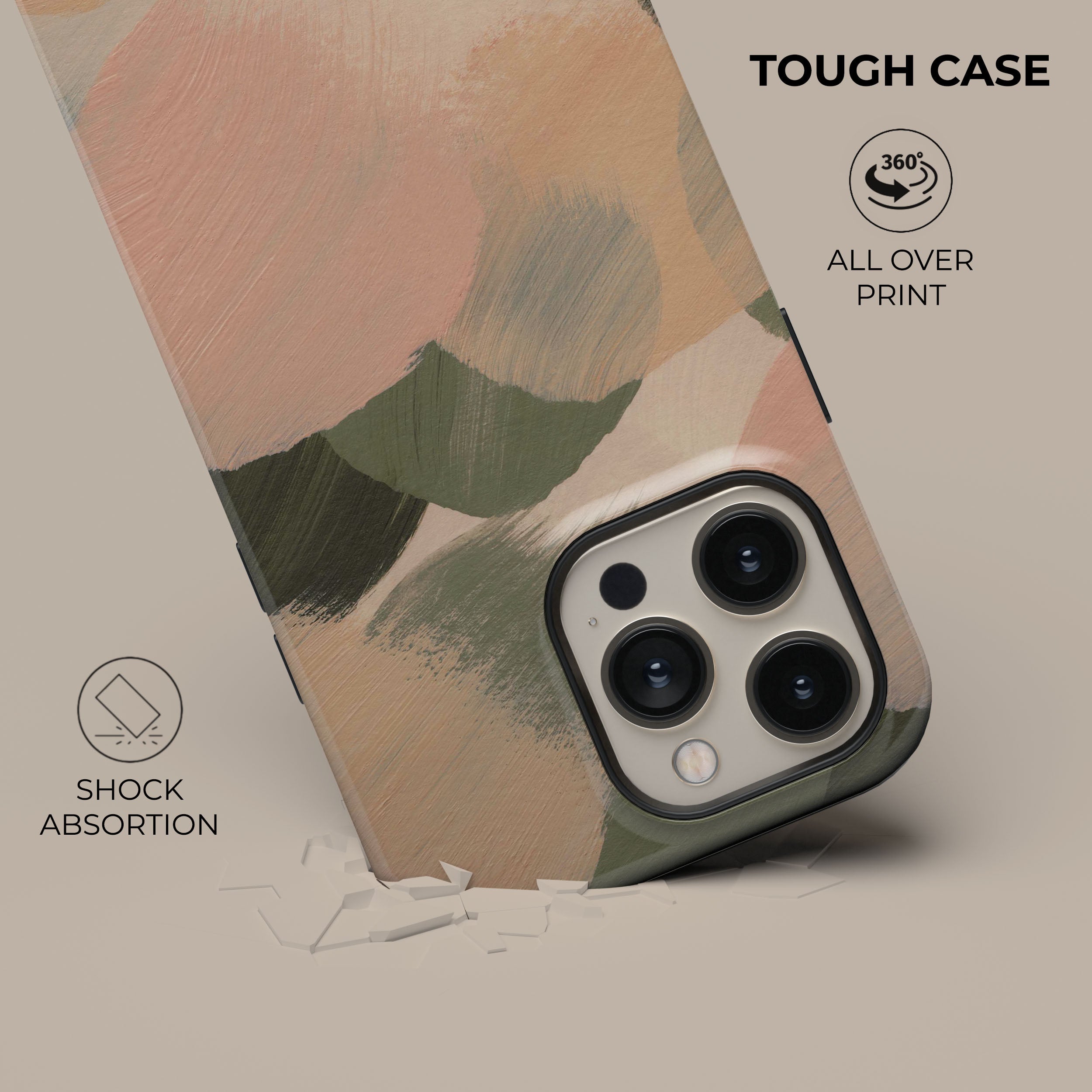 Slim Beige Minimalist Phone Case - Soft Matte Finish, Shockproof Protection for iPhone 15/14/13/12/11 Pro Max | Perfect for Everyday Use, Travel & Work