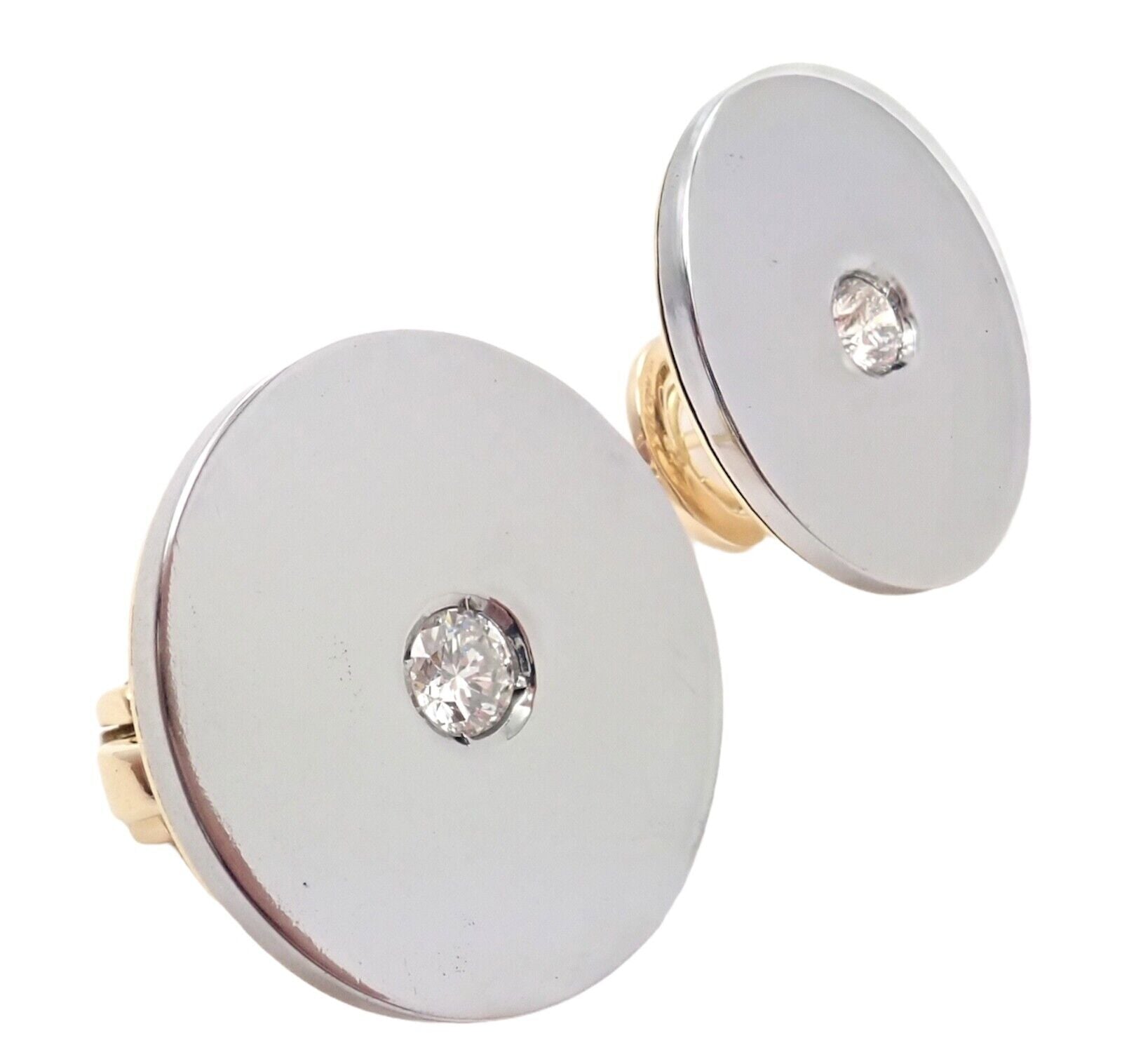 Authentic Bvlgari 18k Yellow & White Gold Diamond Disc Earrings for Women - Luxury Jewelry Gift for Anniversary, Wedding & Special Occasions
