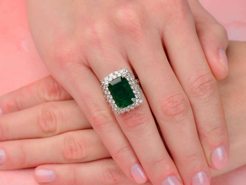 Emerald Vision Diamond Cluster Ring for Women - Elegant 14K Gold Plated Wedding, Engagement & Anniversary Jewelry Gift - Perfect for Parties, Date Nights & Special Occasions