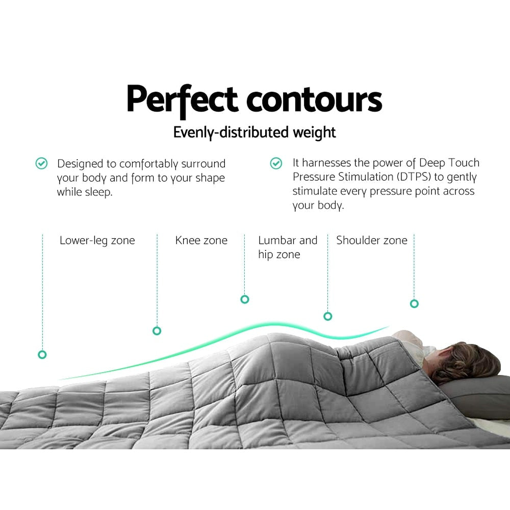 7KG Weighted Gravity Blanket for Adults - Soft Microfiber, Light Grey - Promotes Relaxation & Calm for Stress Relief, Anxiety, and Better Sleep - Perfect for Bedroom, Meditation, and Therapy Use