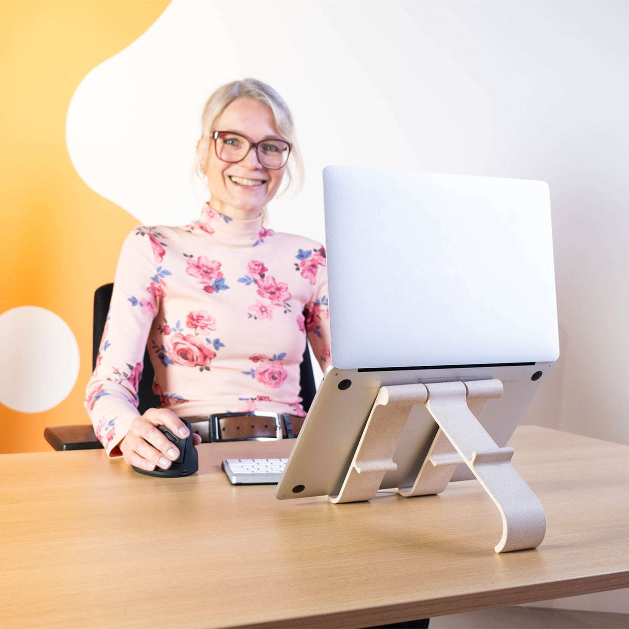 R Go Treepod Adjustable Laptop and Tablet Stand - Portable Ergonomic Holder for Desk, Bed, Couch - Perfect for Work, Study, and Entertainment