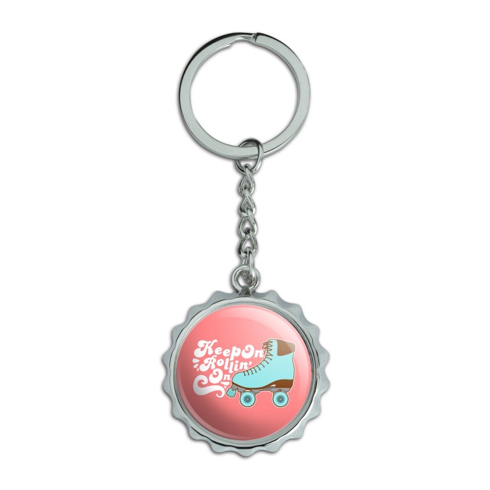 Roller Skates Derby Keychain - Chrome Plated Metal Bottle Opener with Pop Cap - Perfect for Skaters, Beer Lovers & Gift Giving