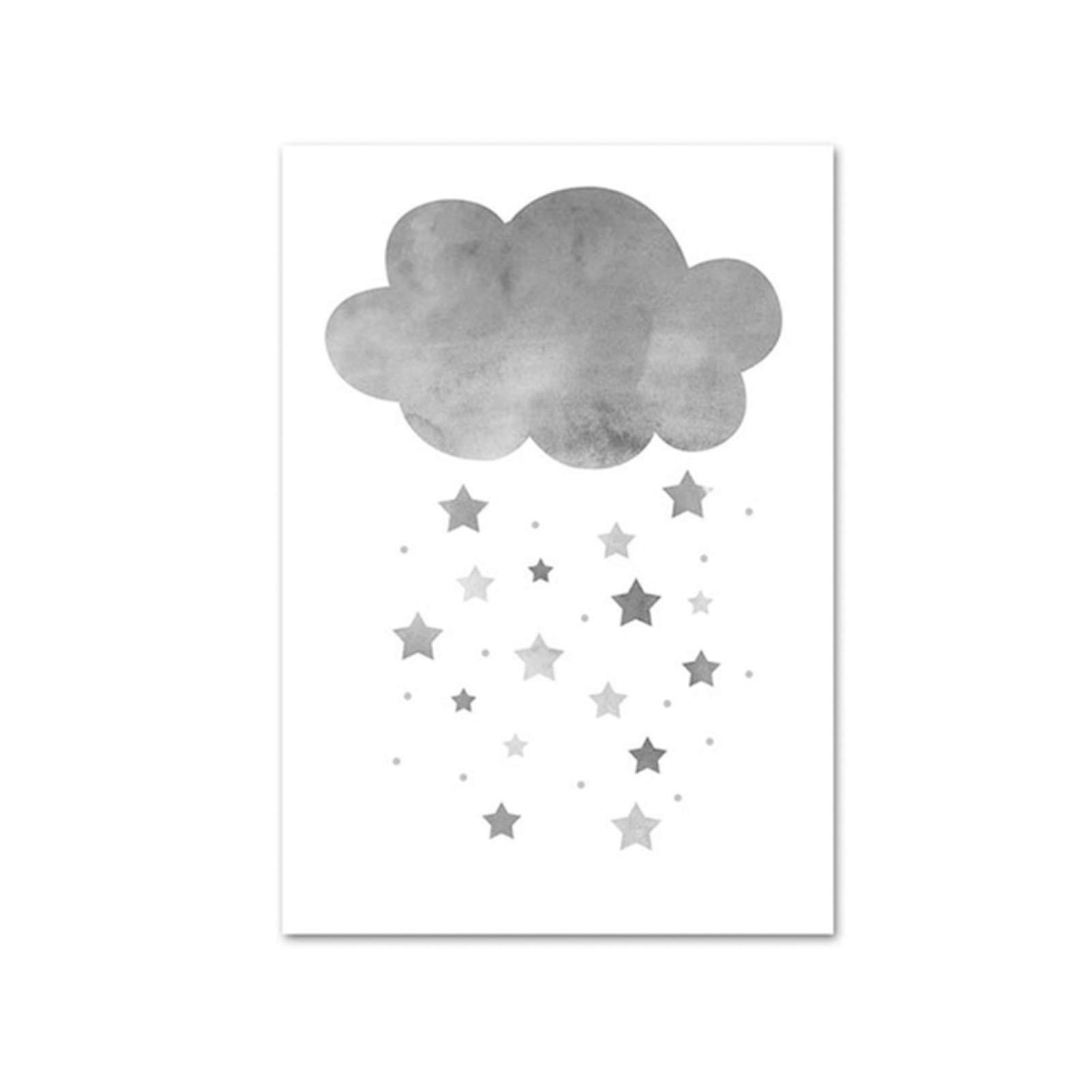 Elephant Star Cloud Balloon Canvas Painting - Modern Wall Art for Kids Room, Living Room Decor | Perfect for Nursery, Bedroom & Home Office Wall Hanging