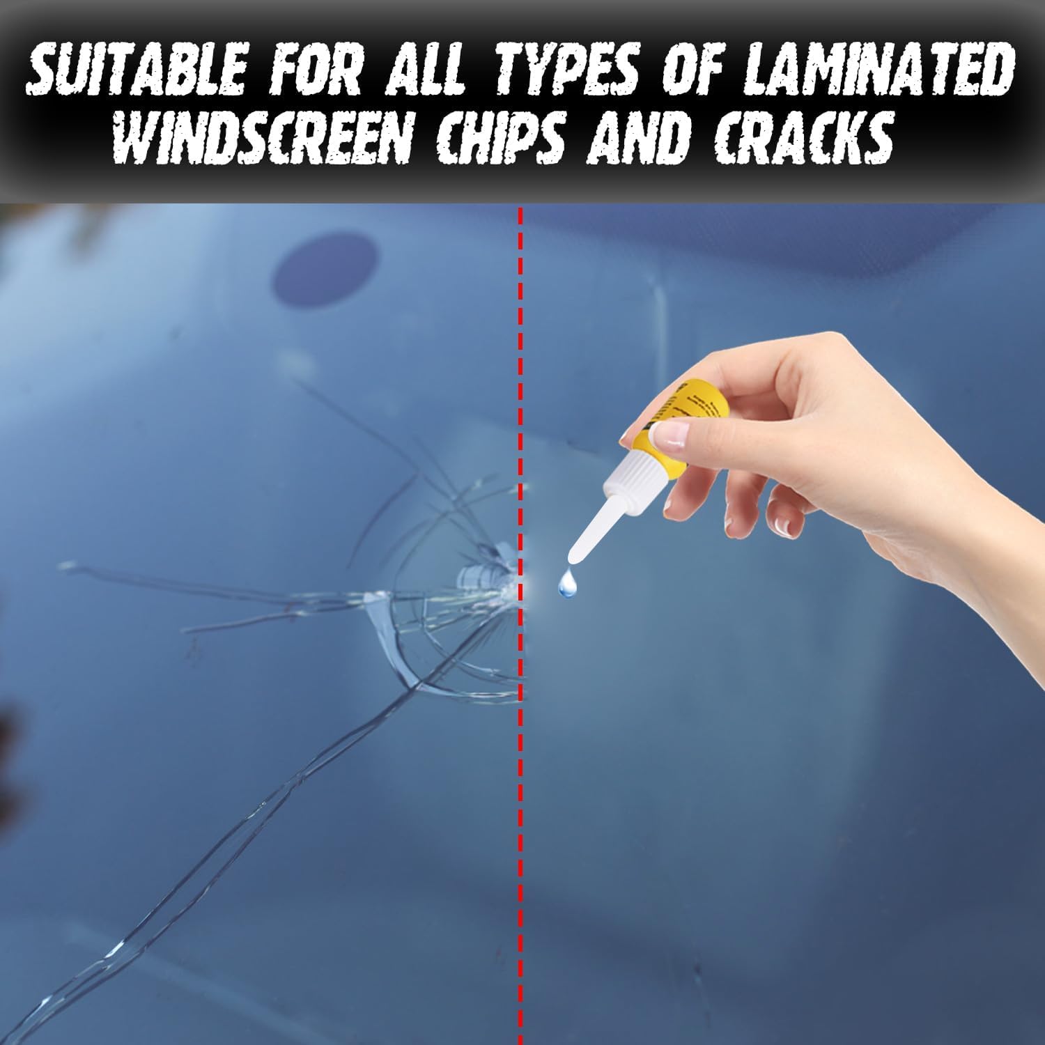 Upgraded Windshield Repair Kit for Chips, Cracks & Star-Shaped Damage - Quick Fix Solution for Car Windshield Repair at Home or On The Road - DIY Auto Glass Repair Kit for Small Chips, Bullseyes & Spider Cracks