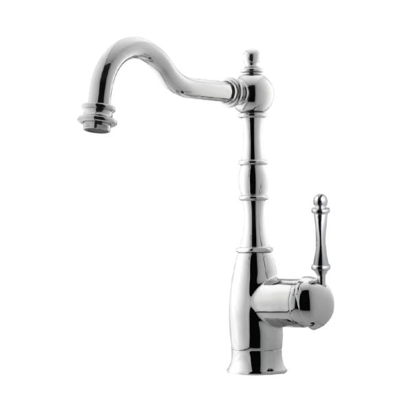 Hamat NOBR 4000 PC Traditional Brass Bar Faucet in Polished Chrome - Durable Commercial Sink Tap for Restaurants, Bars, and Home Kitchens